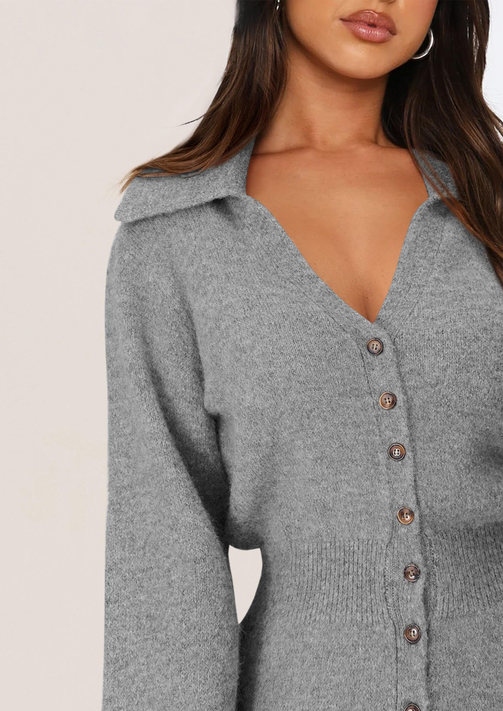 PRETTYGARDEN Women's Trendy 2025 Long Sleeve Button Down Sweater Dress for Spring | Casual Office Wear & Date Night Outfits