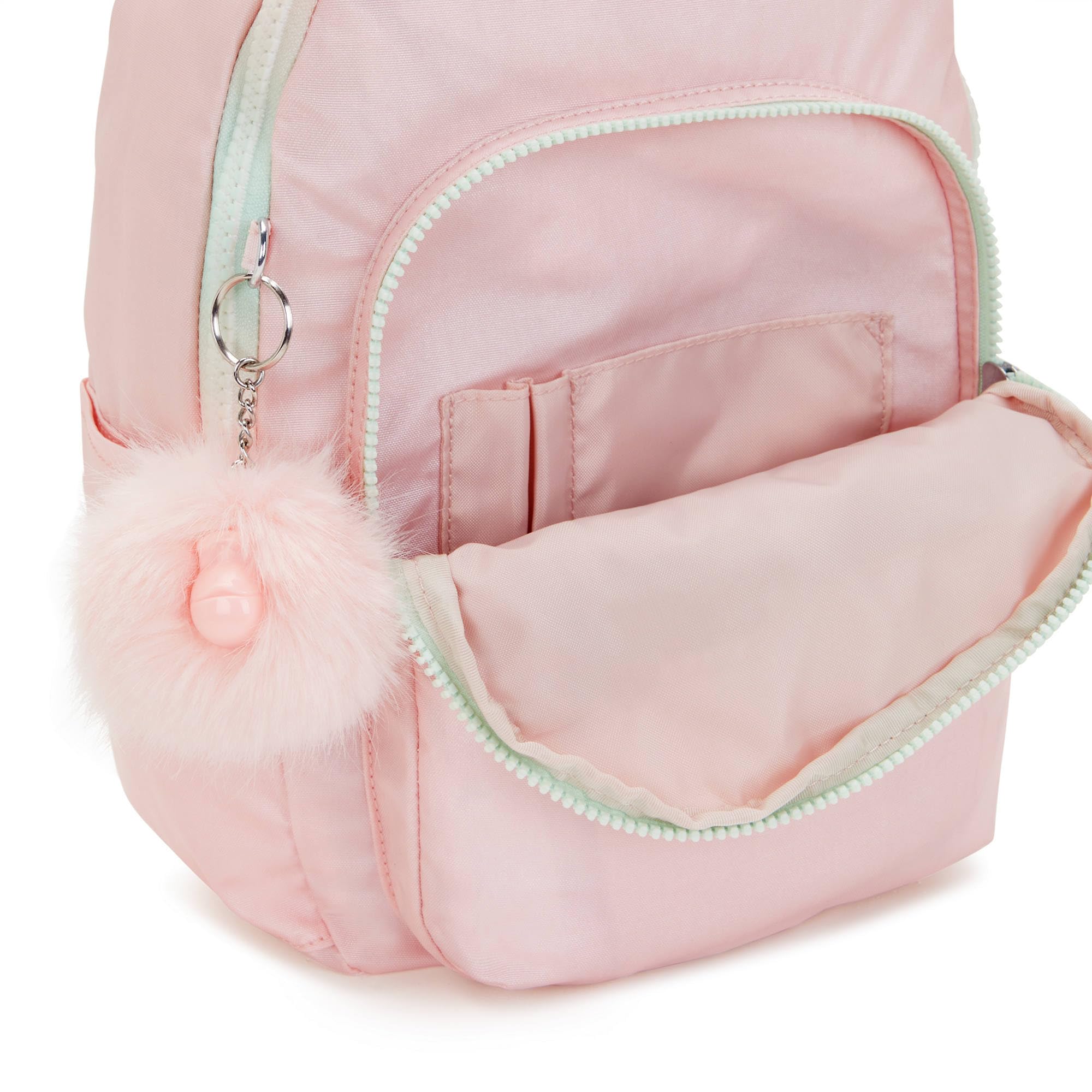 Kipling Seoul Small Metallic Tablet Backpack - Lightweight Laptop Bag for Women, Water-Resistant Travel Backpack with USB Port (Blush Metallic) - Perfect for Work, School & Commuting