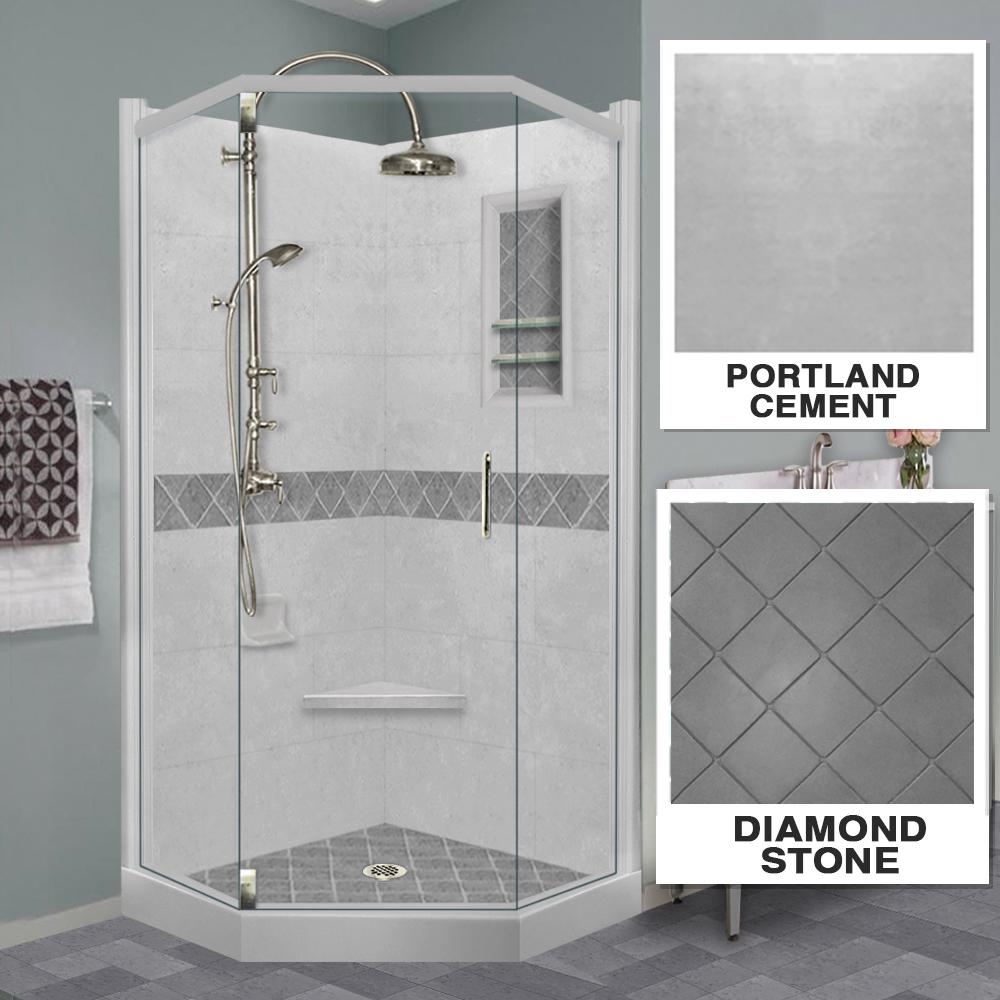 Neo Angle Portland Cement Sistine Stone & Diamond Stone Accent - DIY Shower Remodel Kit for Bathroom Renovation | Waterproof & Durable Shower Tile Solution