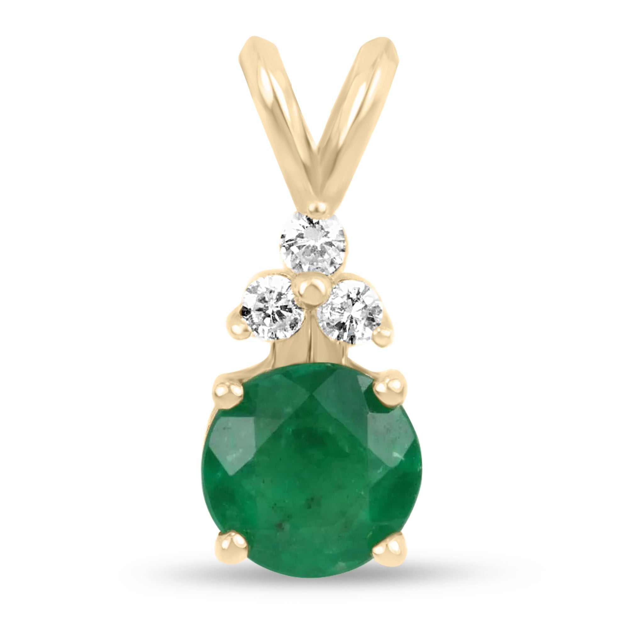 1.35tcw Round Dark Emerald and Diamond Accent Necklace in 14K Gold - Elegant Jewelry for Weddings, Anniversaries & Special Occasions