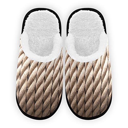 **Nautical Rope Men's & Women's Slippers - Plush Lined, Warm & Comfortable Coral Fleece House Shoes for Indoor, Outdoor & Spa Use - Perfect for Relaxation at Home, Lounging & Spa Days**