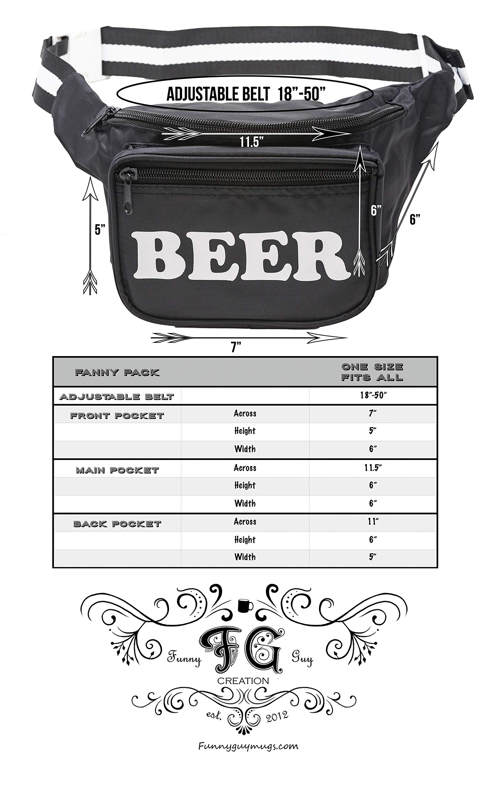 Funny Guy Mugs Beer Premium Fanny Pack - Stylish Party Waist Bag for Men & Women - Perfect for Concerts, Festivals, and Outdoor Adventures