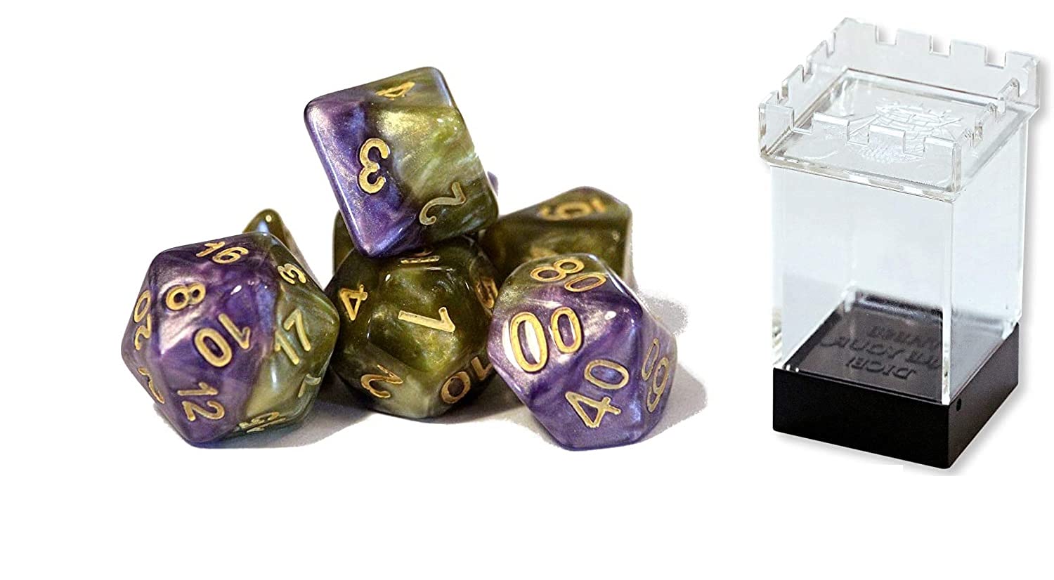 Gate Keeper Games Halfsies Dice Queen's Dice Set with Upgraded Storage Case - Premium RPG Dice for Dungeons & Dragons, Pathfinder, and Tabletop Gaming