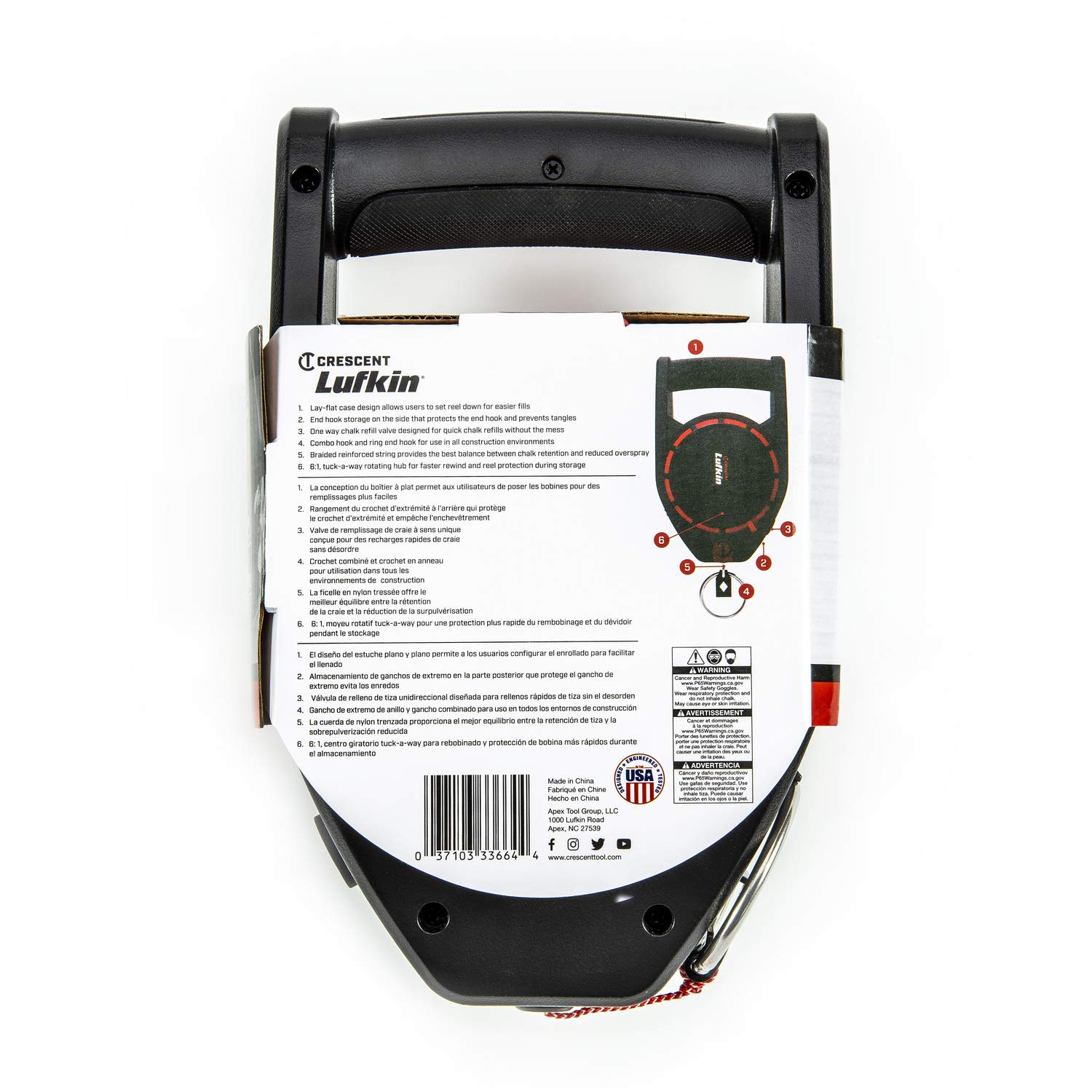 **Crescent Lufkin CL150 150-Foot Professional Construction Chalk Reel - Heavy-Duty Chalk Line Tool for Marking Straight Lines on Concrete, Wood, and Metal Surfaces - Ideal for Contractors, Carpenters, and DIY Projects**