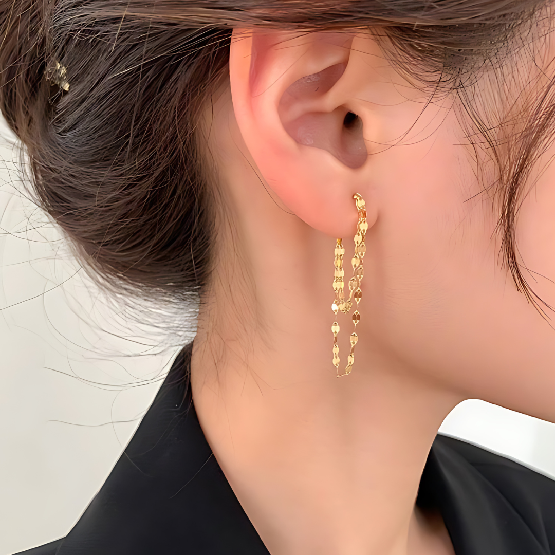 Silver & Gold Layered Lip Chain Drop Earrings for Women | Trendy Dangle Earrings for Party, Date Night & Casual Wear | A7391