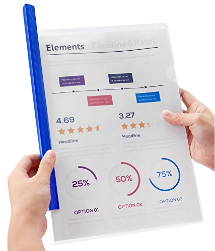 10mm Sliding Bar Plastic File Folders - 18C, 40 Sheet Capacity, Transparent A4 Report Covers for Resume & Presentation (20 Pack) - Office Organization, School Supplies, Document Storage
