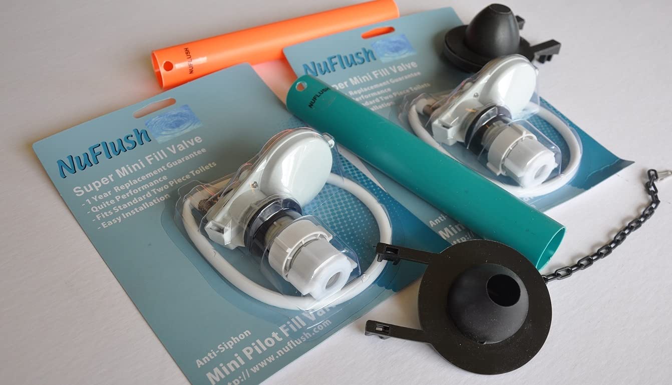 2-Pack Fast Fill Toilet Fill Valves with Overflow Extension Tubes & Soft Rubber Flapper Valves - Complete Toilet Repair Kit for Dual Toilet Upgrades | Perfect for Home Bathroom Maintenance and Water Efficiency