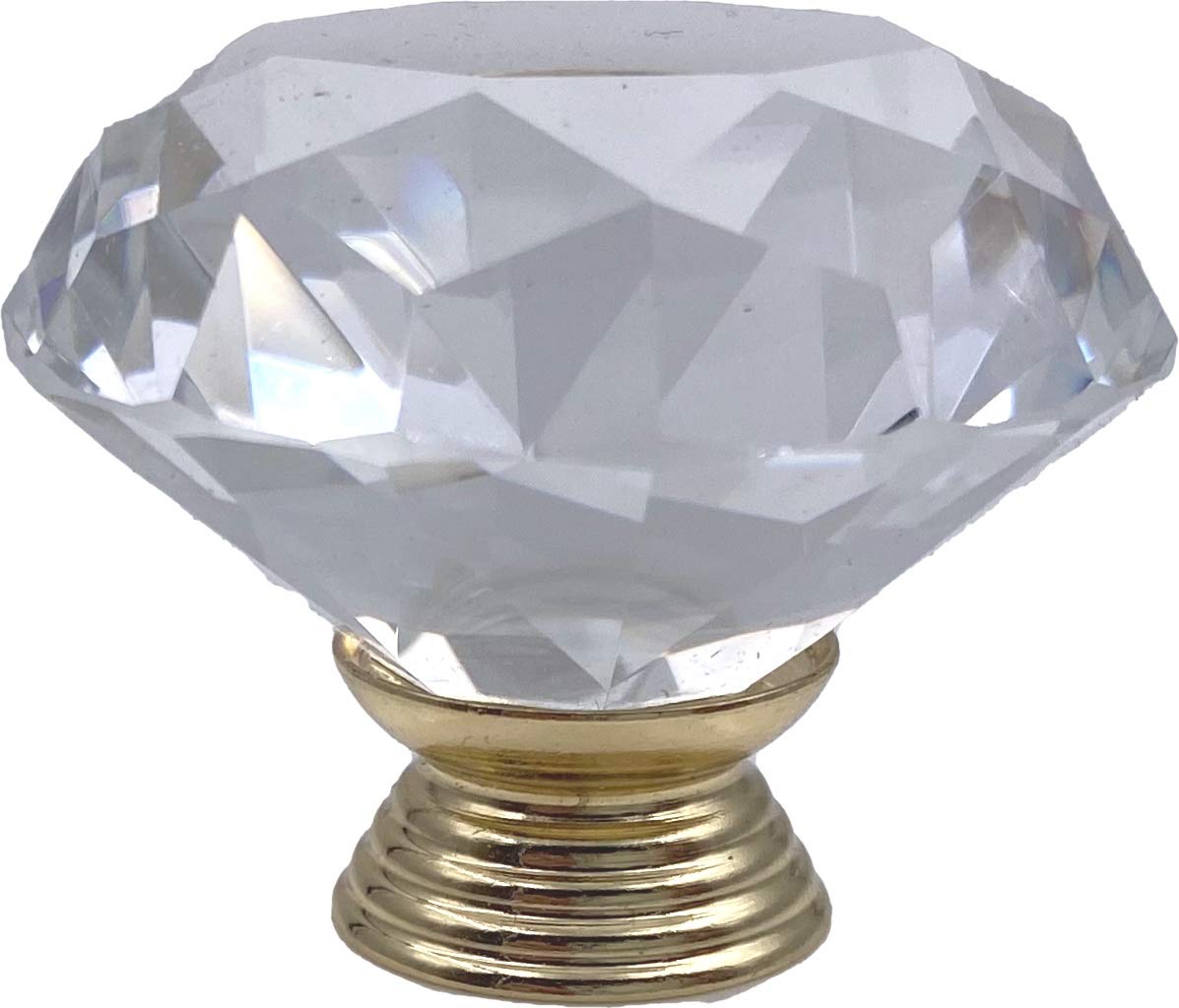 Crystal Real Glass Diamond Shaped Cabinet Knobs - 1.5