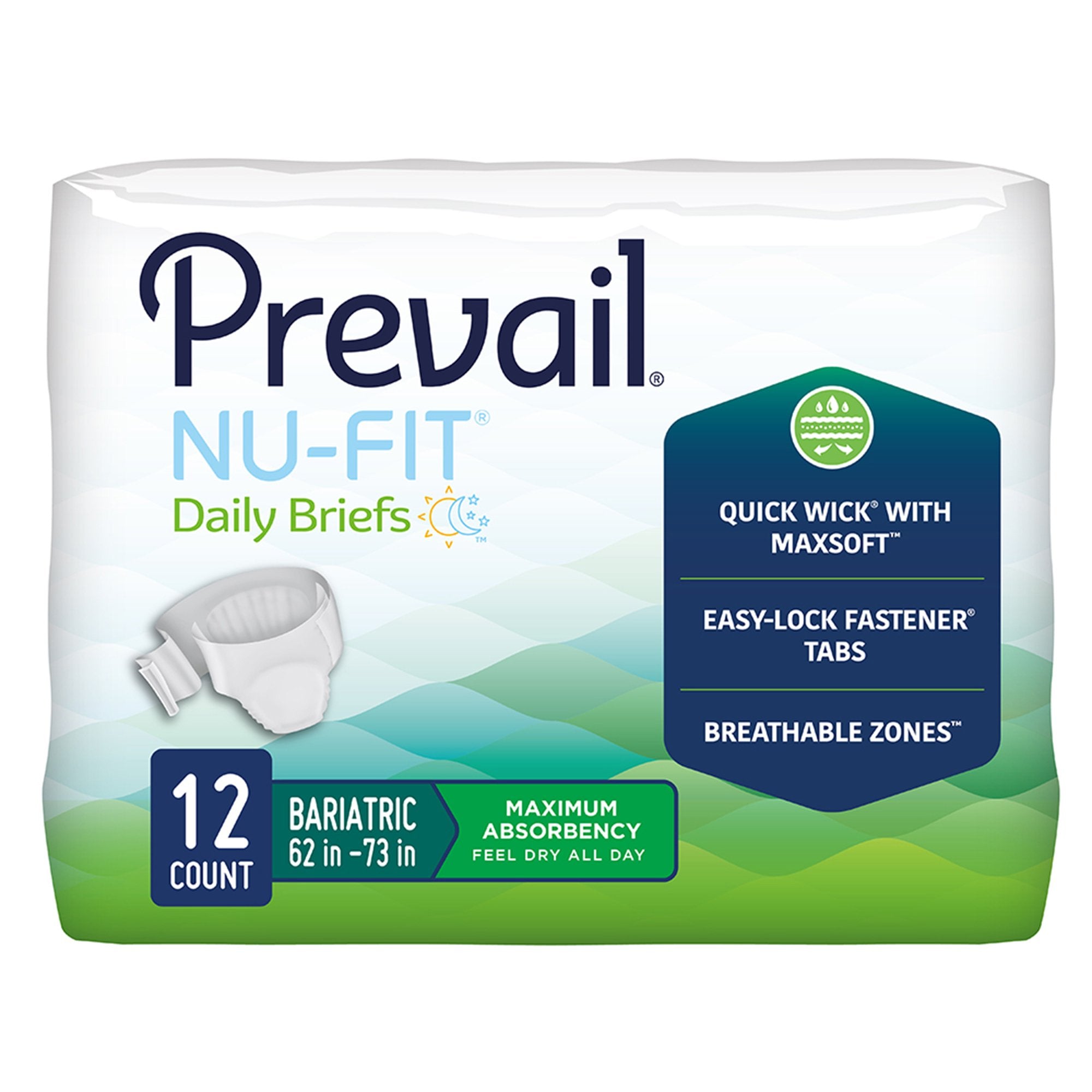 Unisex Adult Disposable Briefs - Prevail Nu Fit Heavy Absorbency Bariatric Underwear (CRB 017) for Incontinence Care & Overnight Protection