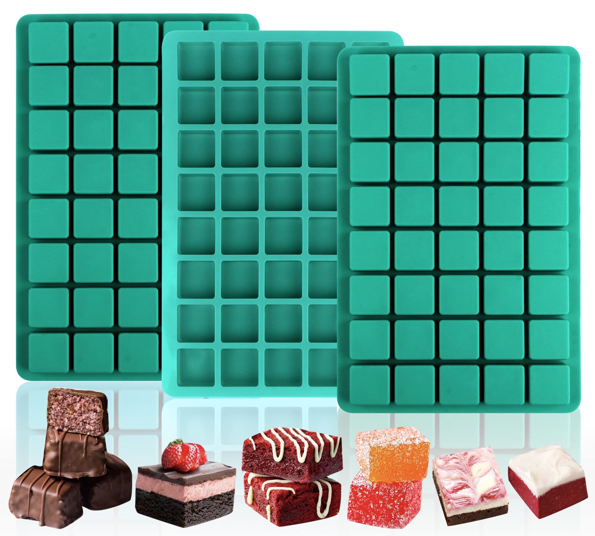 3Pcs Square Caramel Candy Mold Silicone - 40-Cavity Silicone Gummy Molds for Fat Bombs, Chocolate Truffles & Hard Candy - Perfect for Baking, Candy Making & Ice Cubes