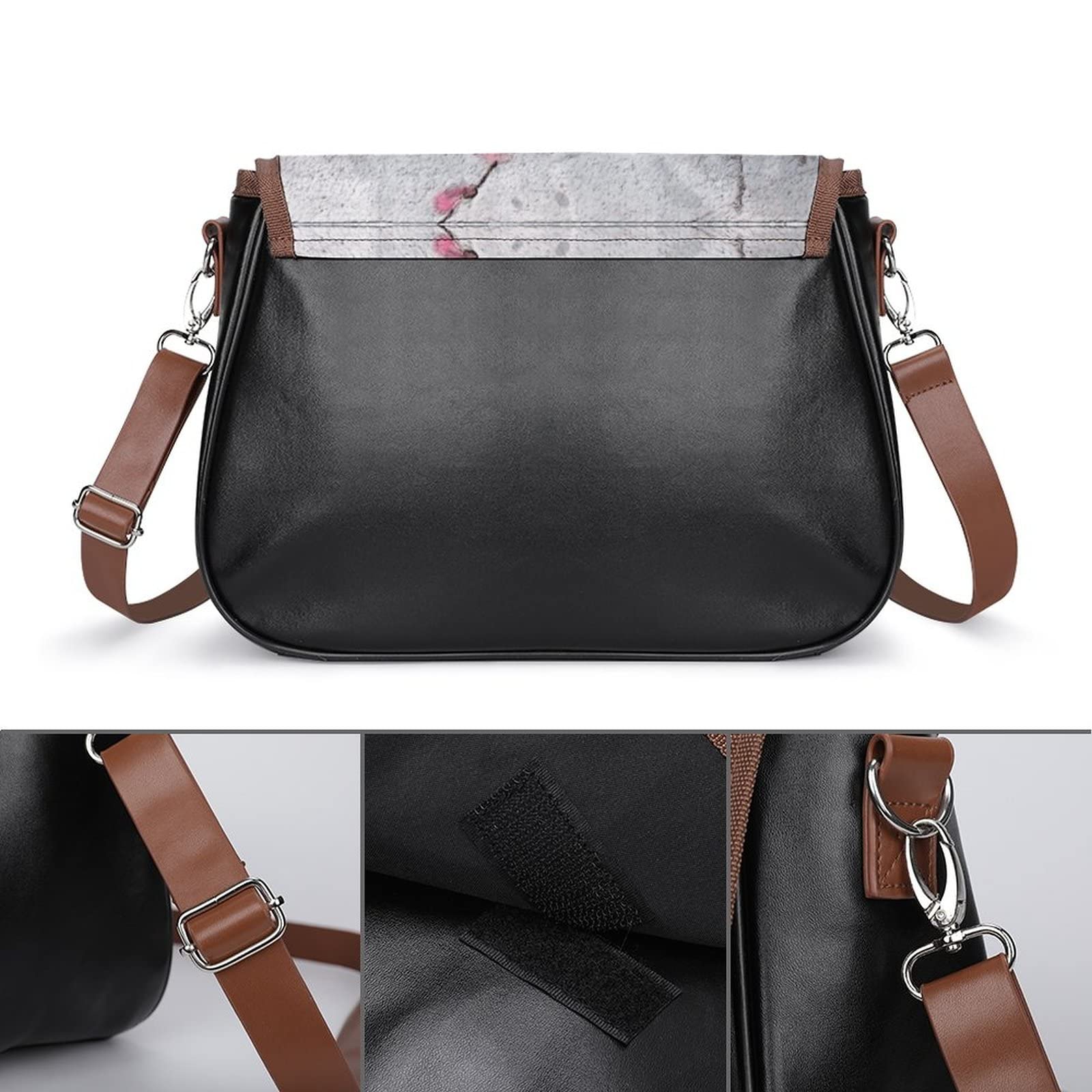 Printed Crossbody Shoulder Bag for Women - PU Leather Designer Satchel with Kingfisher Oil Painting Art - Perfect for Travel, Shopping & Everyday Use