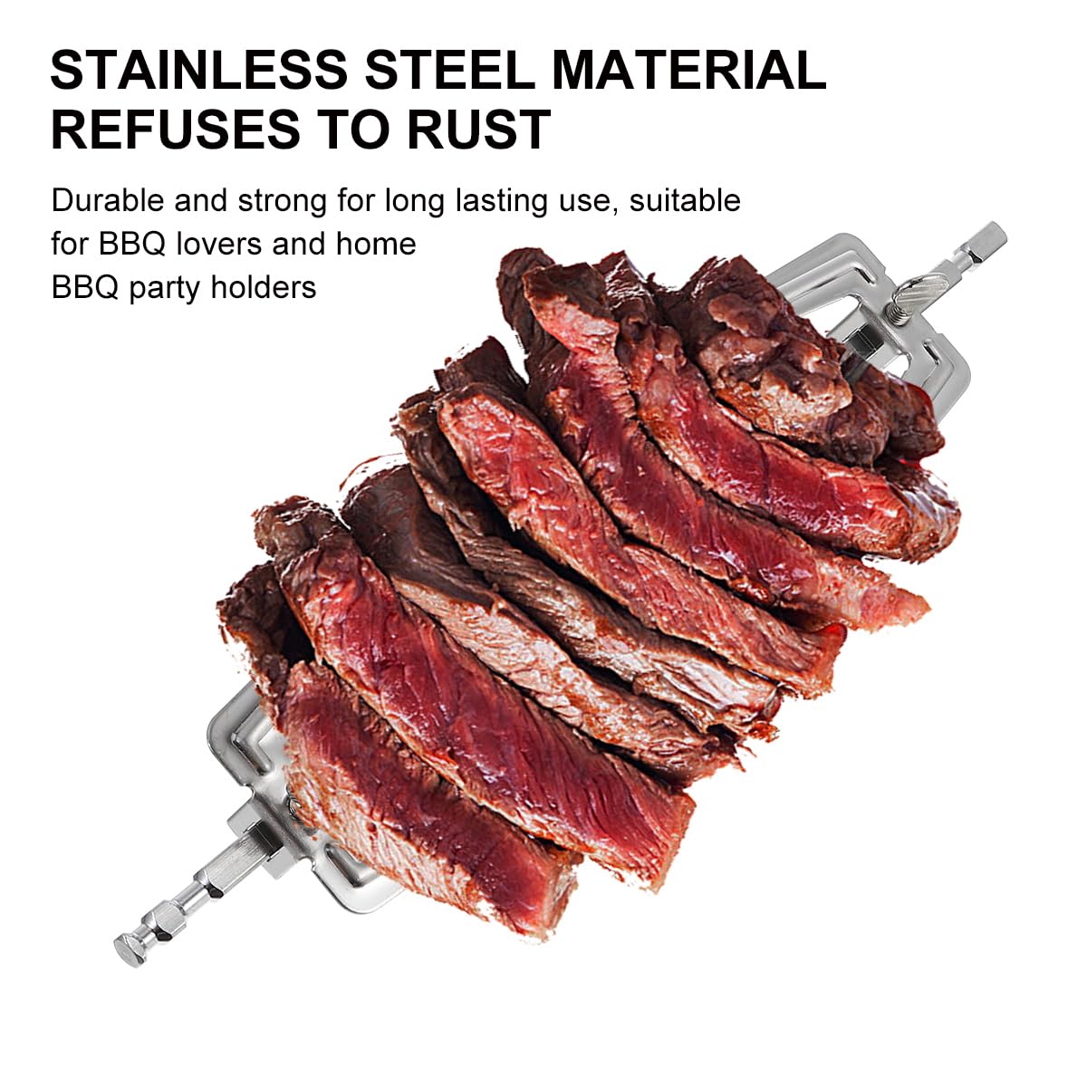 Angoily Rotisserie Meat Forks - Stainless Steel Air Fryer & Grill Spit Rod for Chicken, Fish - Perfect for Home Cooking, Picnic, BBQ & Camping (No Screws Included)