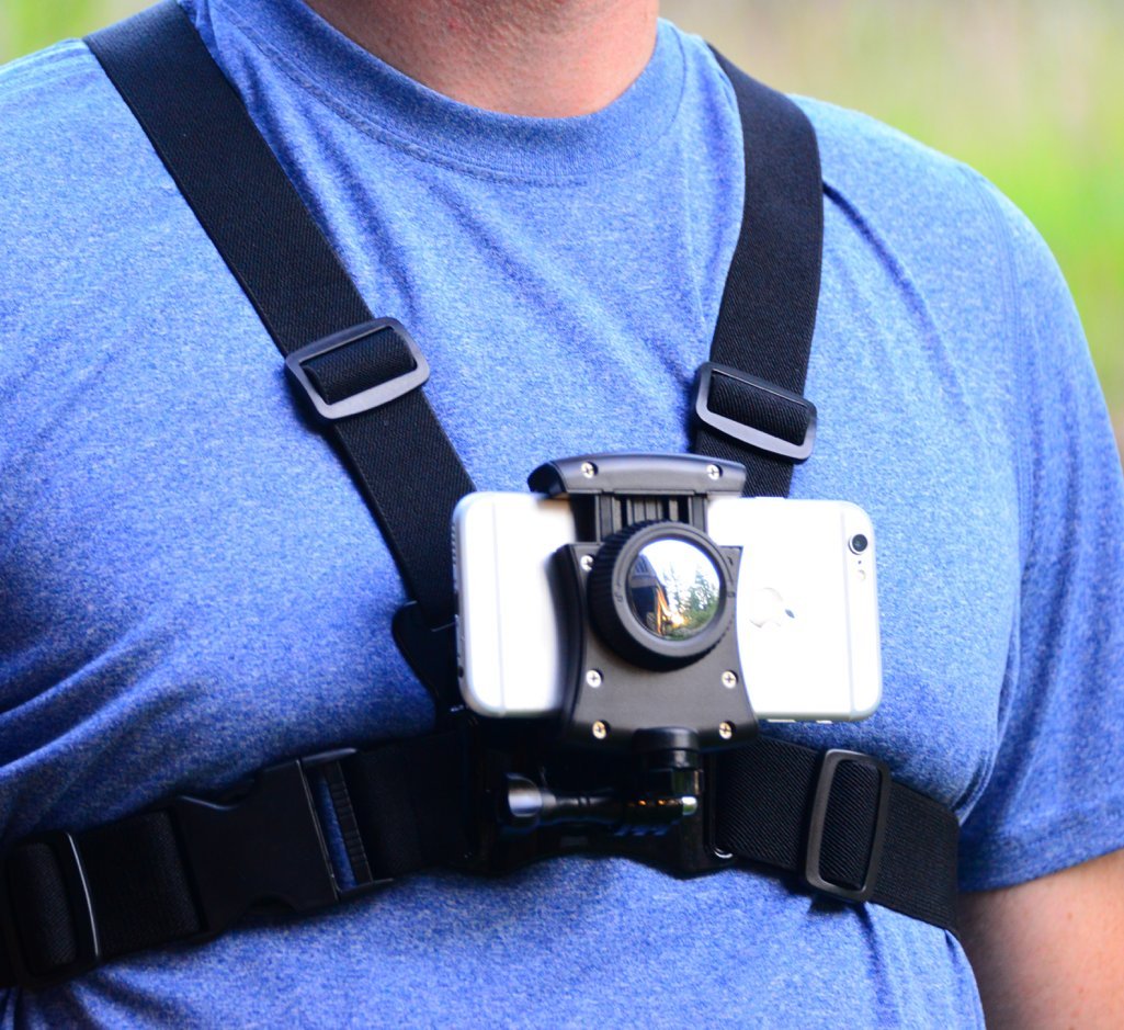 Pixlplay Universal Smartphone Chest Mount Holder - Compatible with iPhone & Samsung for Hands-Free Filming, Photography & Action Videos (Horizontal) - Perfect for Vlogging, Hiking, Cycling & Outdoor Adventures