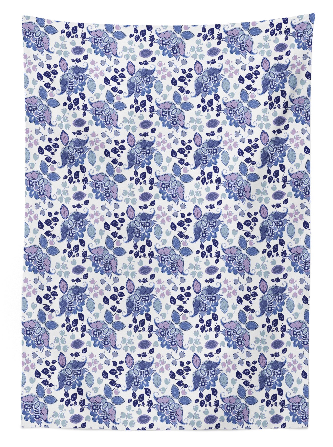 Ambesonne Paisley Outdoor Tablecloth - Boho Leaves & Pastel Tulip Florets Folk Design, Washable Picnic Table Cover 58