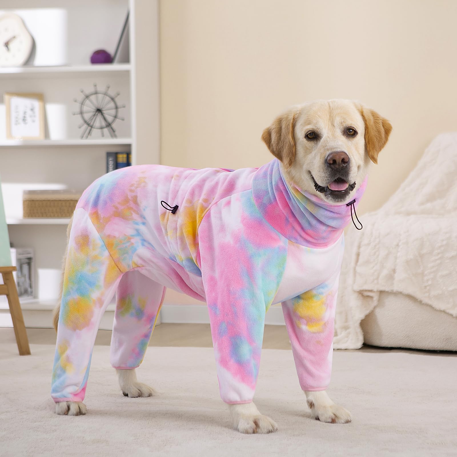 **Warm Fleece Dog Winter Coat for Large & Medium Dogs - High Collar Windproof Full Body Snowsuit, Soft & Comfortable Dog Sweater (Pink Blue, 5X-Large) - Perfect for Cold Weather, Snowy Walks & Outdoor Adventures**