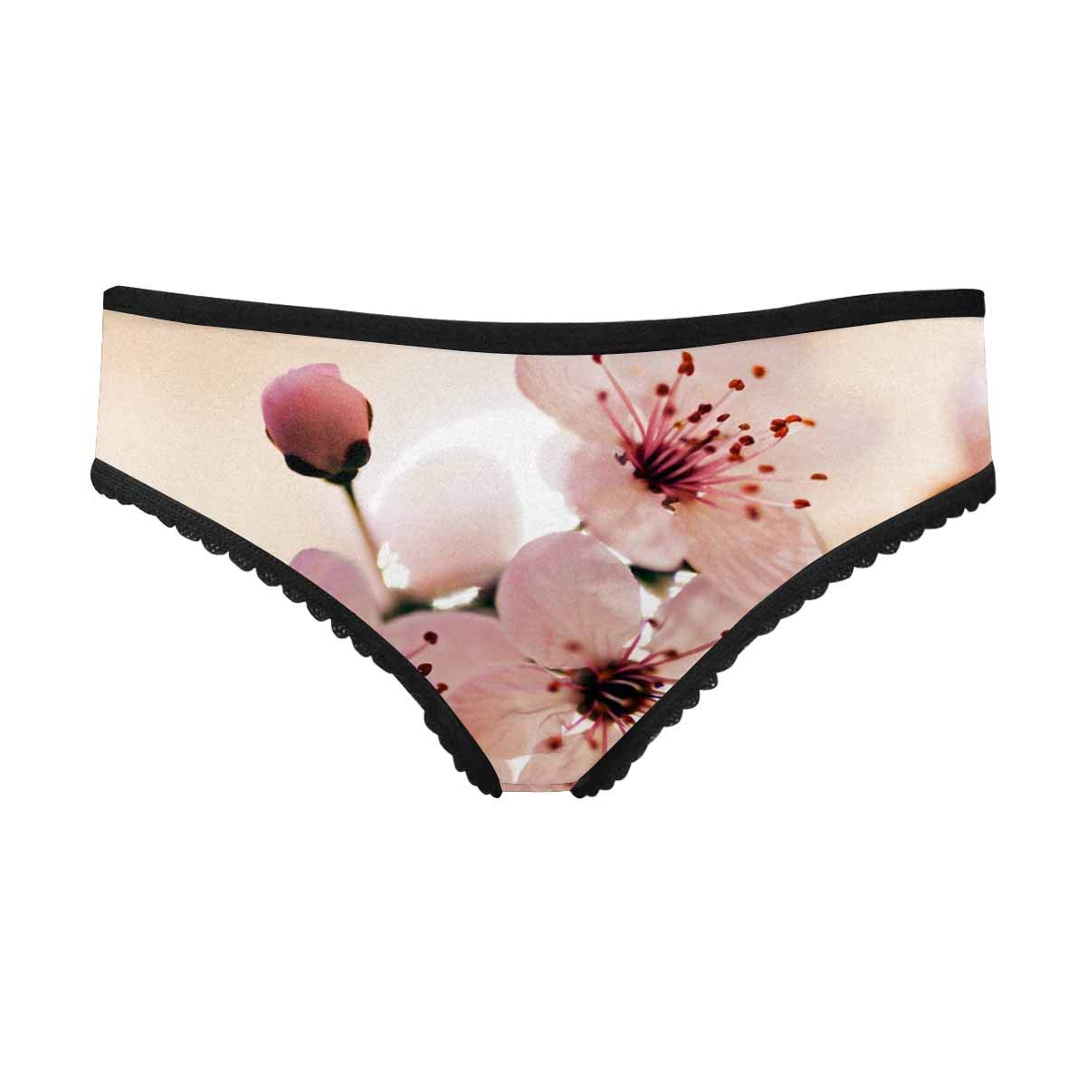 InterestPrint Women's Cotton Classic Briefs Panties - Soft Pink Cherry Blossom Print Underwear for Everyday Comfort | Perfect for Casual Wear, Sleep & Lounge