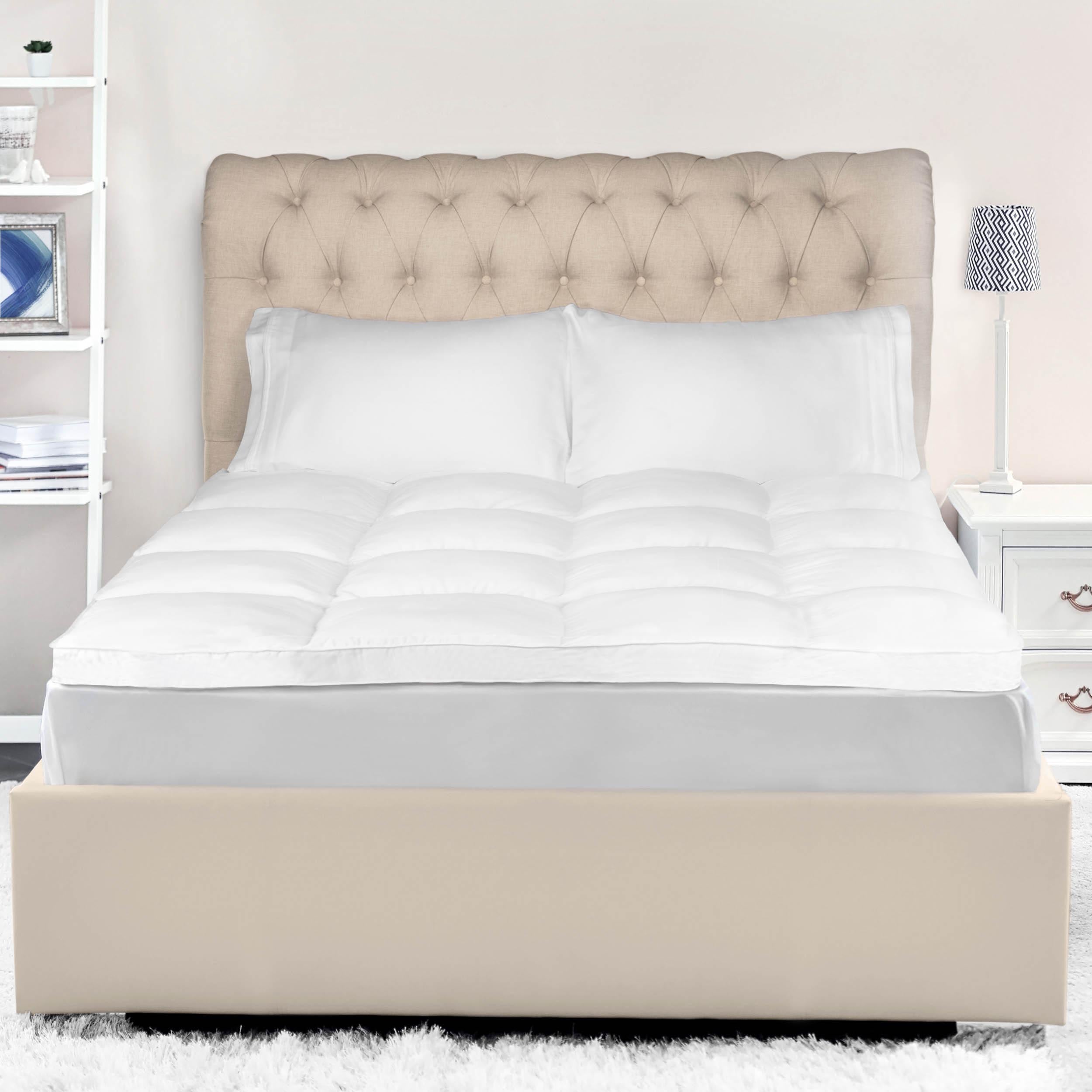 Hypoallergenic Down Alternative 2 Inch Deep Mattress Topper Cover - Breathable & Comfortable for Allergy Relief, Perfect for Bedroom, Guest Room & Dorm Use