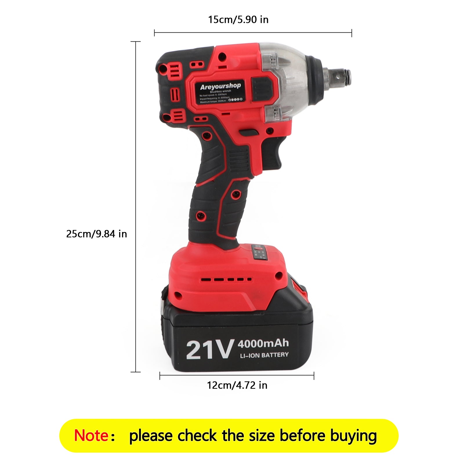 1/2 Inch 21V Brushless Impact Wrench - High Torque Electric Ratchet Gun with Battery - Perfect for Automotive Repair, Construction & DIY Projects