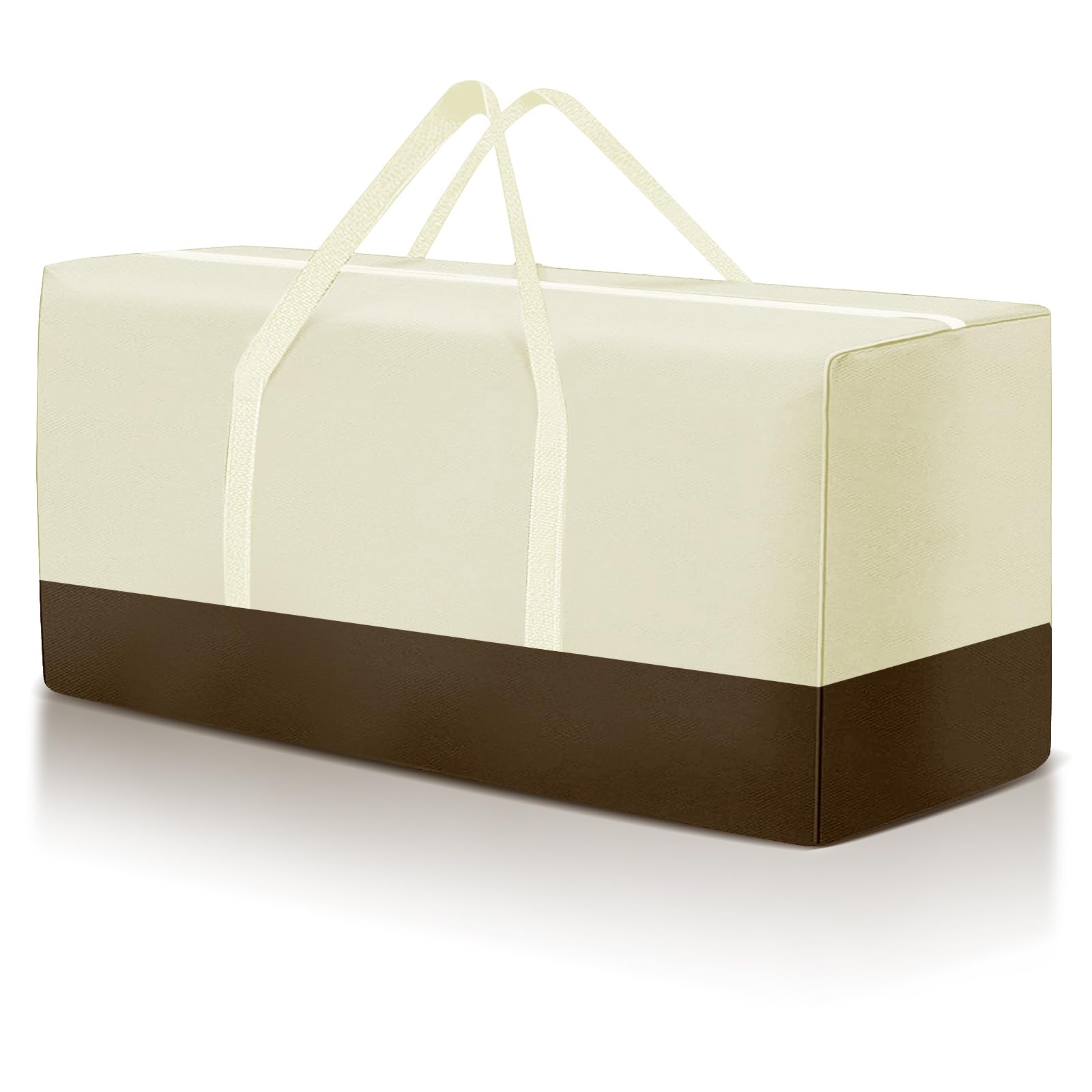 Extra Large Waterproof Outdoor Cushion Storage Bag with Handles & Zipper - 68 x 30 x 20 Inch Beige - Perfect for Patio Furniture, Deck Chairs, Poolside Loungers & Seasonal Cushion Protection