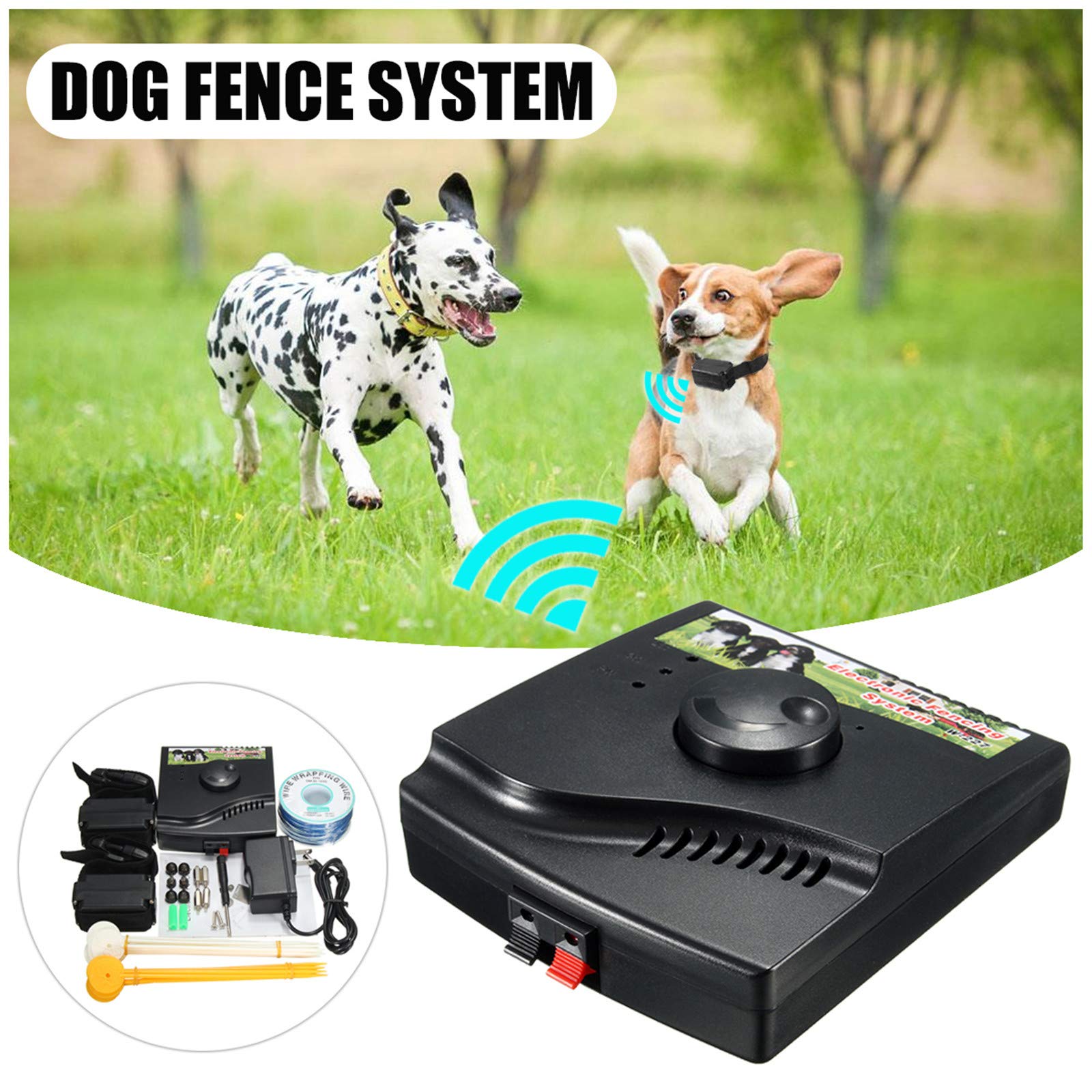 Rechargeable Waterproof Electric Dog Fence System - 300m Wire for Above & Underground Containment | Ideal for Small, Medium & Large Dogs (2-Dog Kit) | Perfect for Backyard, Farm & Pet Safety Training