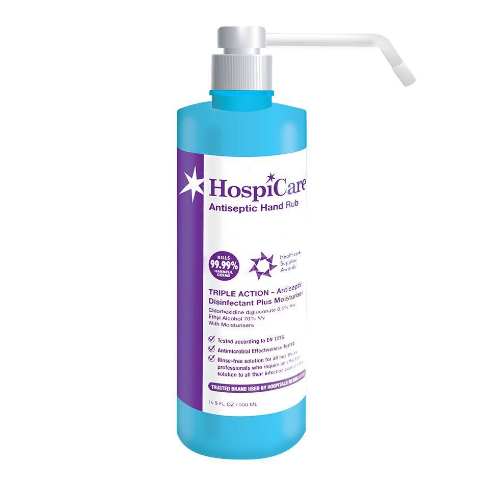 HospiCare Antiseptic Hand Sanitizer Gel - 500ml (16.9oz) Alcohol-Based for Effective Germ Protection - Ideal for Hospitals, Schools, Offices & Travel Use