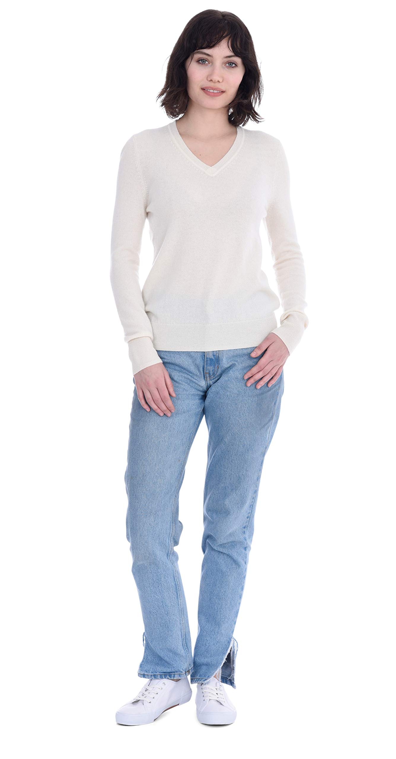 Luxury 100% Pure Cashmere Women's V-Neck Sweater - Soft Long Sleeve Pullover for Women | Perfect for Office Wear, Date Nights & Winter Layering