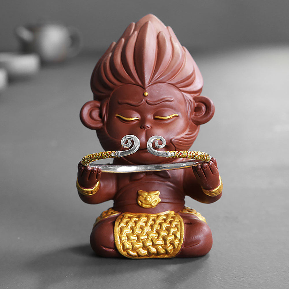Authentic Yixing Clay Sun Wukong Tea Pet - Handcrafted Chinese Tea Ceremony Companion for Good Luck & Fortune - Perfect for Tea Lovers, Collectors & Zen Meditation Spaces