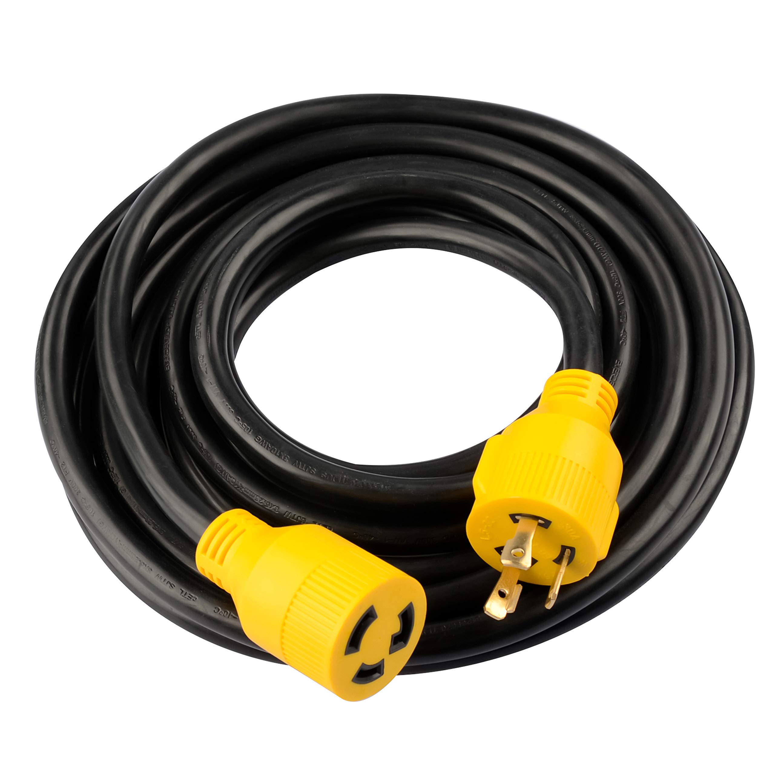 2-Pack 40ft Heavy Duty 3 Prong L5-30P to L5-30R Generator Extension Cord - 10/3 AWG STW Wire, 125V, ETL Listed with Velcro Straps - Perfect for Portable Generators, RV Power, and Outdoor Emergency Backup