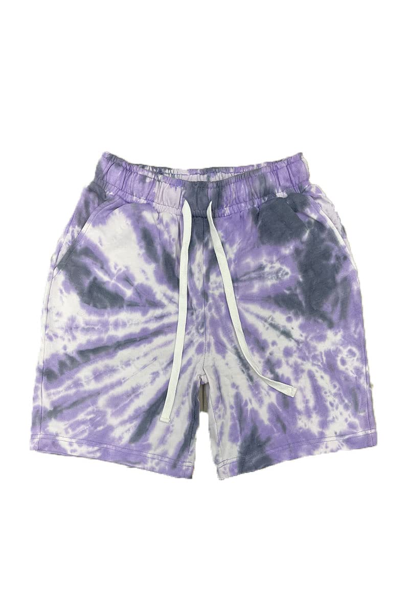 WEIV GEAR Men's Tie Dye Casual Shorts with Drawstring Elastic Waist - Breathable Workout Gym Running Activewear Beach Pants with Side Pockets | Perfect for Summer Outdoor Sports, Travel & Lounge Wear