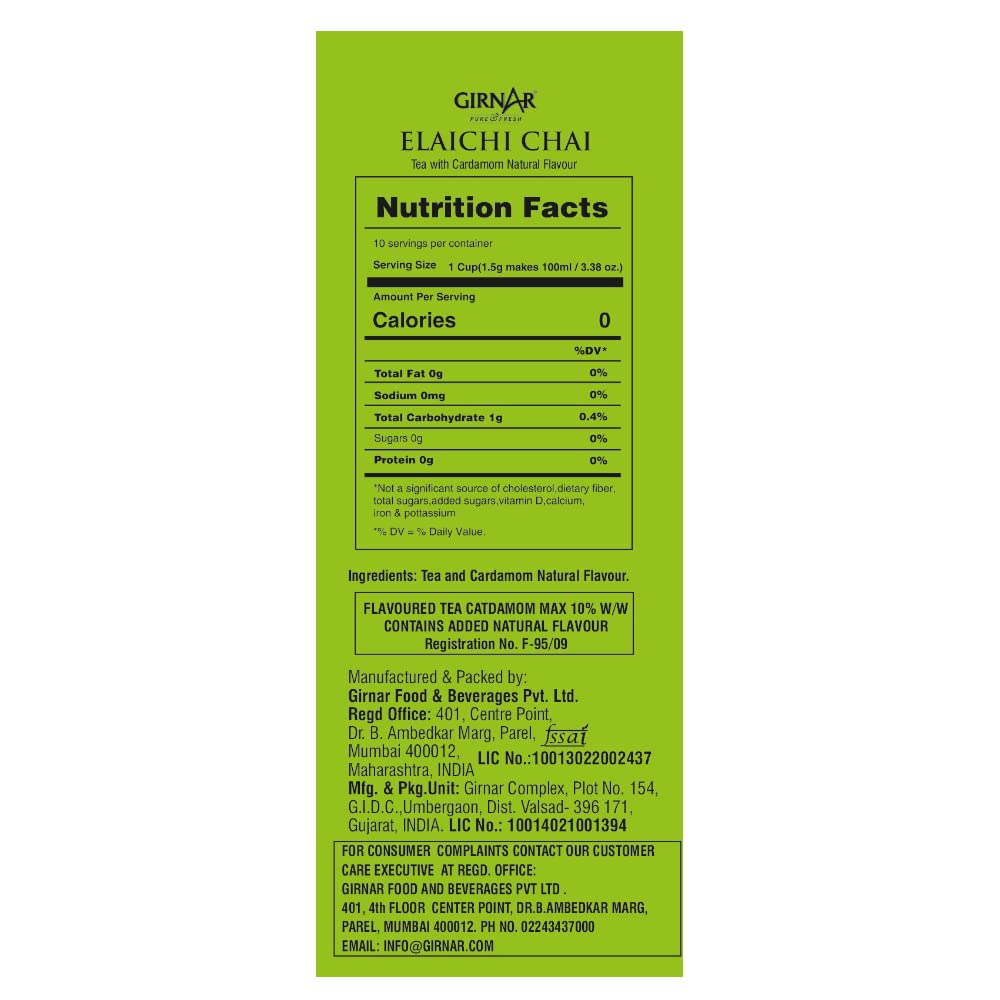 Premium Girnar Elaichi (Cardamom) Tea Bags - 25 Count | Aromatic Spiced Indian Herbal Tea for Relaxation & Digestion | Perfect for Morning Boost or Evening Relaxation