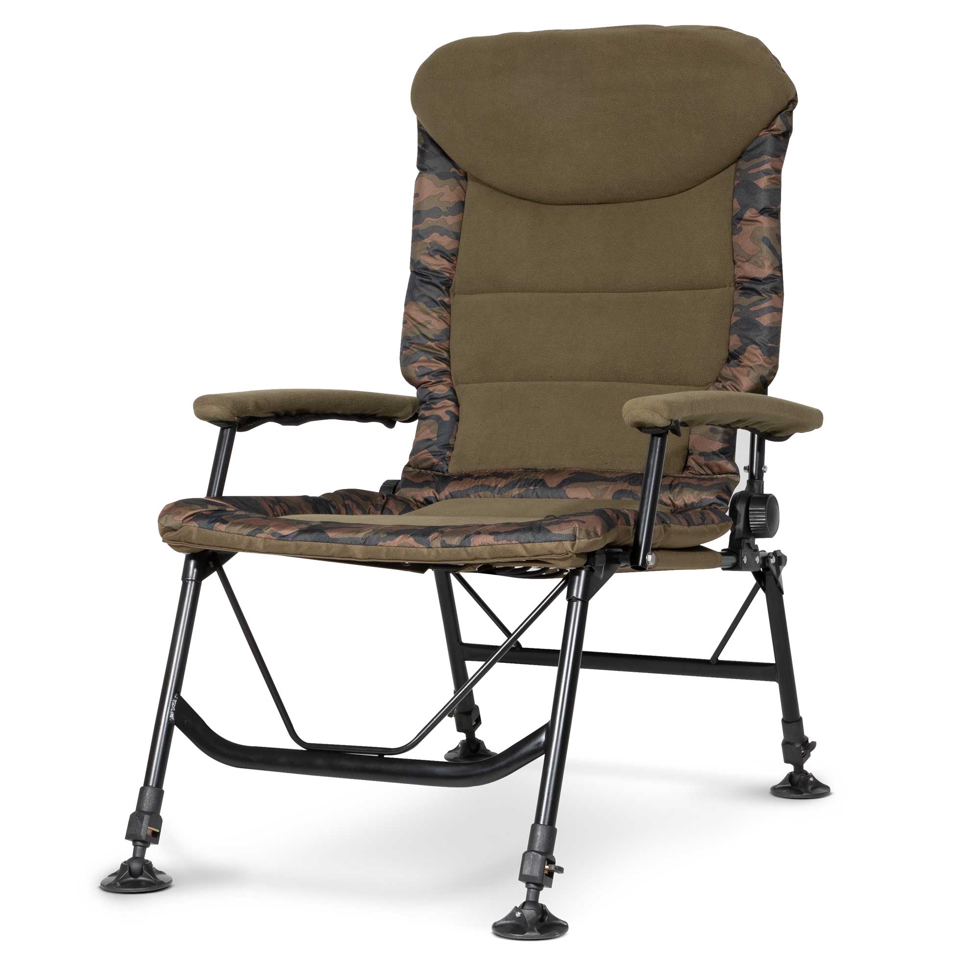 Premium Portable Fishing Chair with Reclining Backrest, Padded Armrests & Adjustable Rotating Feet - DL73 - Perfect for Camping, Beach, Backyard & Outdoor Relaxation