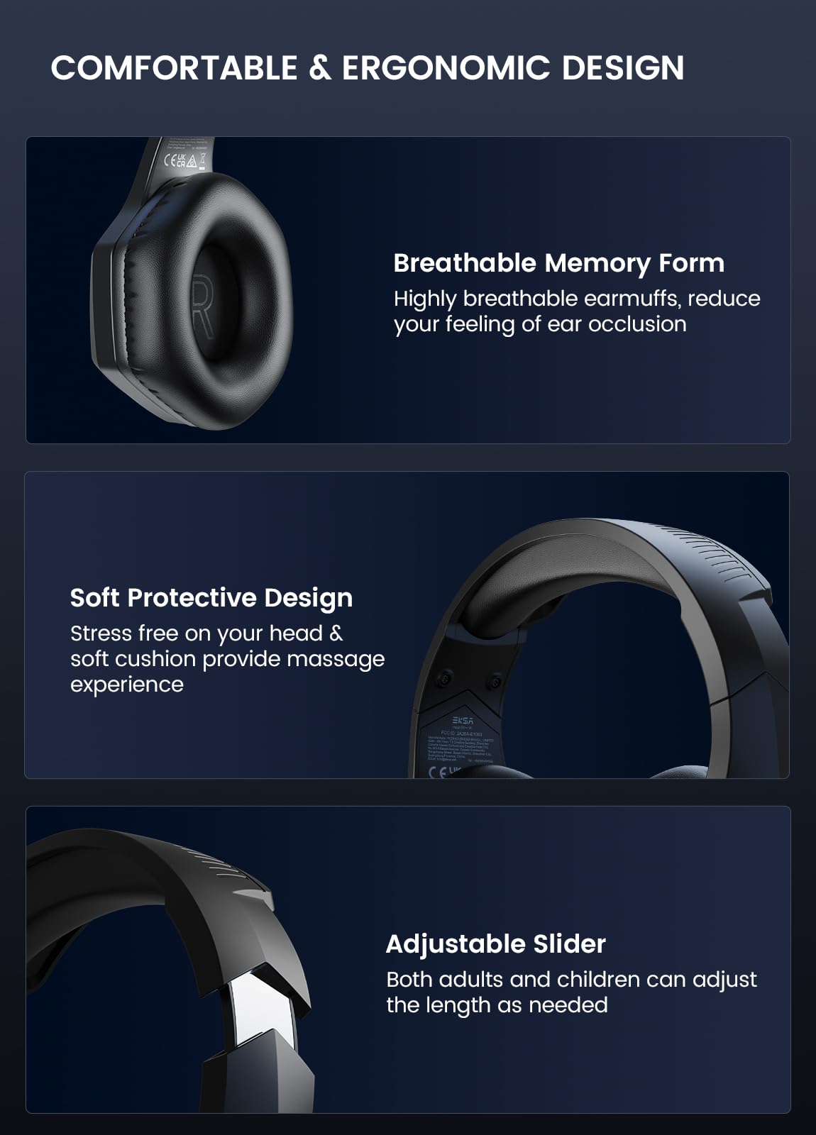 EKSA Wireless Gaming Headset with Microphone - 2.4GHz USB & 3.5mm Wired Headphones for PC, PS5, PS4, Xbox Series X/S, Nintendo Switch - 7.1 Surround Sound, RGB Lighting, Ergonomic Design - Perfect for Competitive Gaming, Streaming & Online Chat