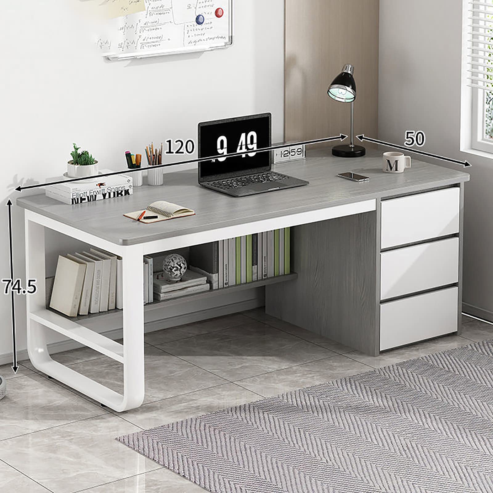 SGSDG Simple Home Office Desk - 120 Inch Grey Computer Desk for Students, Writing, Bedroom & Workspace | Compact & Economical Study Desk for Small Spaces