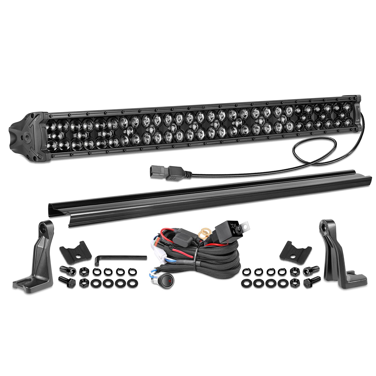 30 Inch LED Light Bar with Wiring Harness - Nirider Black Series 350W Spot/Flood Combo - Waterproof Off-Road Fog Lights for Trucks, ATV, UTV, RZR, SXS & Jeep Wrangler - Perfect for Night Driving, Work Sites & Off-Road Adventures