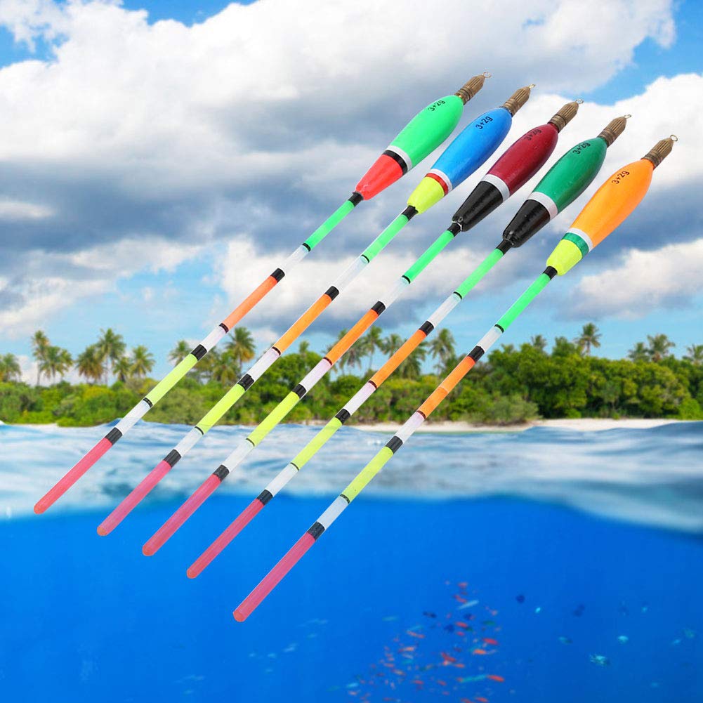 VGEBY 5PCS Balsa Wood Fishing Floats - 3g & 2g Bobbers with Bold Tail for Bite Detection | Durable Angling Equipment for Freshwater & Saltwater Fishing | Ideal for Trout, Bass, and Panfish