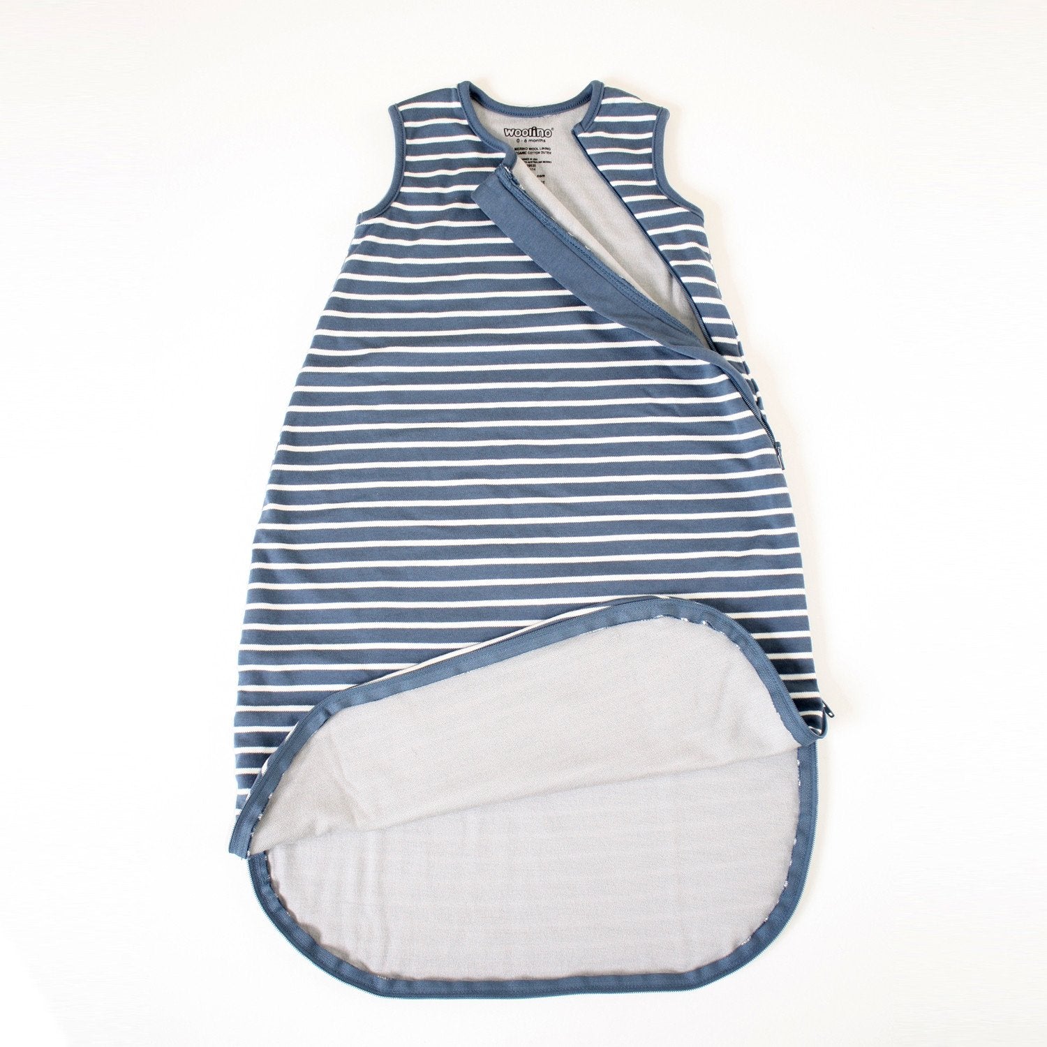 4 Season Baby Sleeping Bag - Soft Merino Wool & Organic Cotton Blend - Navy Blue - Perfect for Nursery, Daycare & Travel