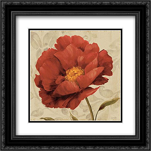 Floral Romance I Art Print - 15x15 Black Ornate Framed & Double Matted Museum Quality Wall Decor for Living Room, Bedroom, Office | Vintage Botanical Painting for Home & Office Decoration