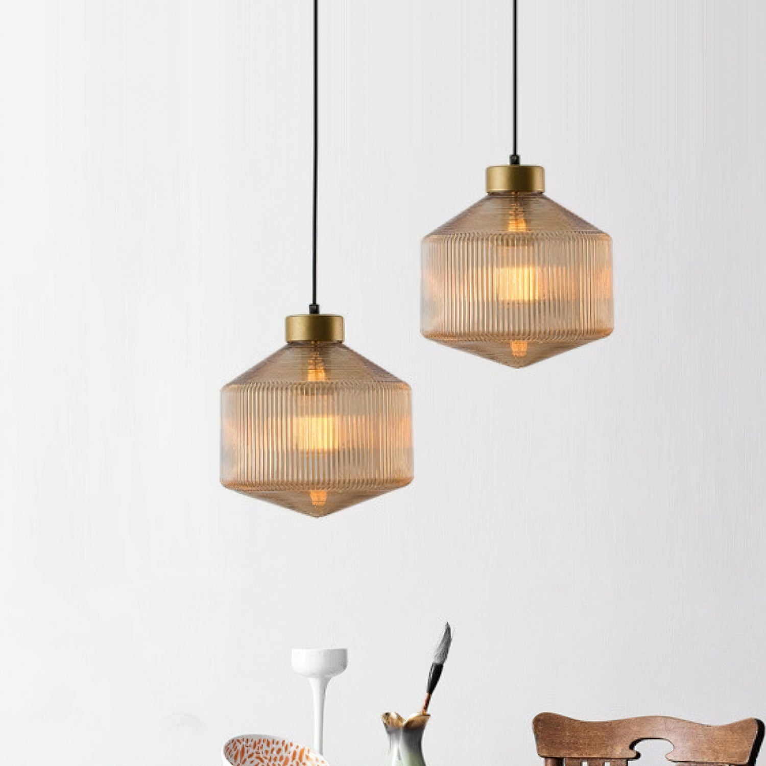 Hailie Prismatic Pendant Light - Modern Glass Ceiling Lamp for Dining Room, Kitchen Island, Bedroom & Living Room Decor