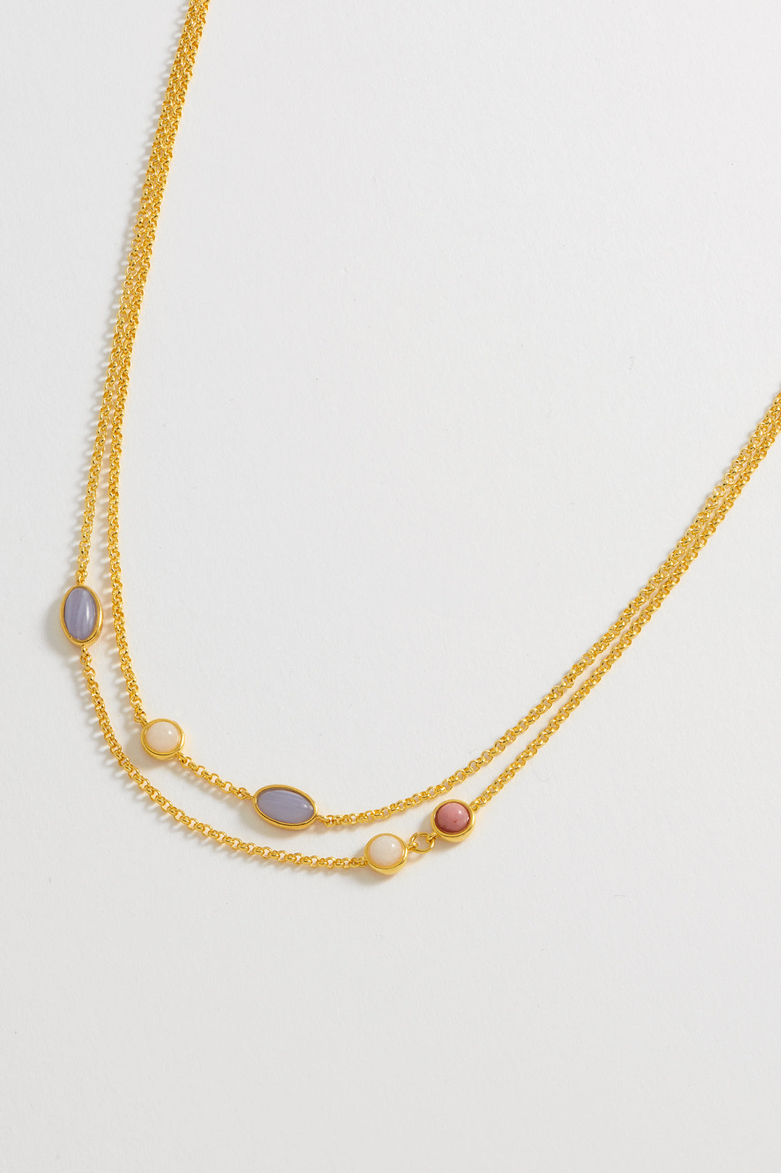 Gemstone Double Chain Necklace for Women - Elegant Layered Jewelry for Party, Wedding & Everyday Wear