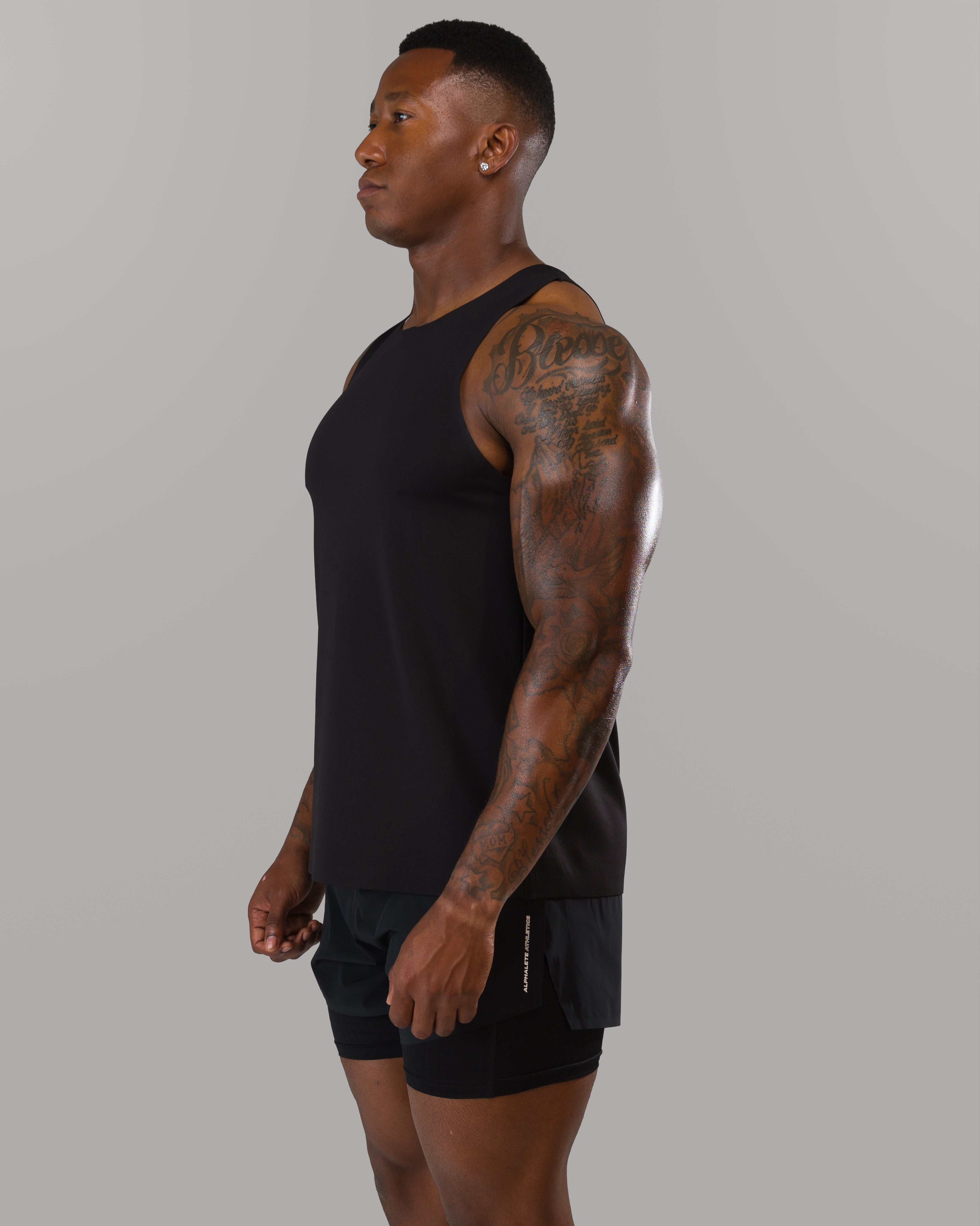 AeroFlex Black Workout Tank Top for Men - Gym, Running & Athletic Performance Shirt