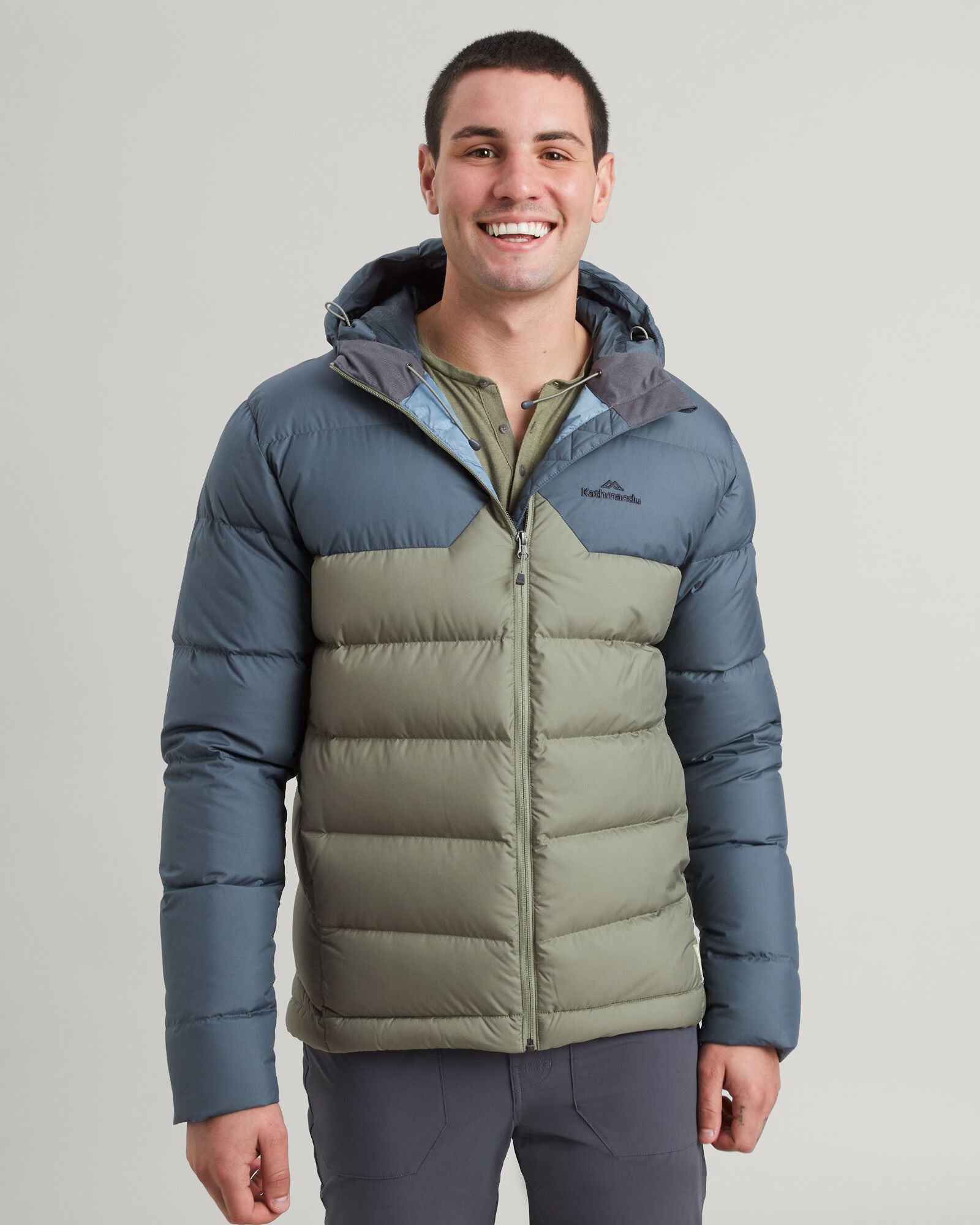 Men's Epiq Hooded Down Jacket - Lightweight Winter Coat for Outdoor Activities, Hiking & Travel - Night Black/Beech Brown