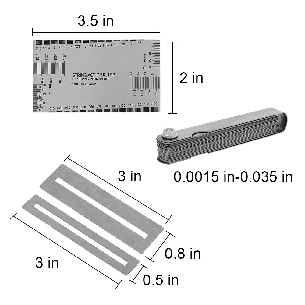 32-Piece Guitar Feeler Gauge Set with String Action Ruler, Fingerboard & Fret Protector Guards - Professional Luthier Tools for Guitar Setup & Maintenance | Perfect for Acoustic & Electric Guitar Repair, DIY Adjustments