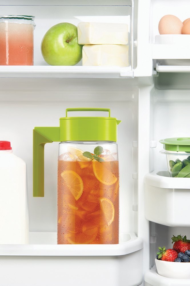 Takeya Flash Chill Iced Tea Maker - 2 Quart Airtight Tea Pitcher with Silicone Handle | Leakproof & Lightweight Tea Infuser | Patented Flash Chill Technology | Durable Avocado Green Pitcher for Home, Office & Outdoor Use