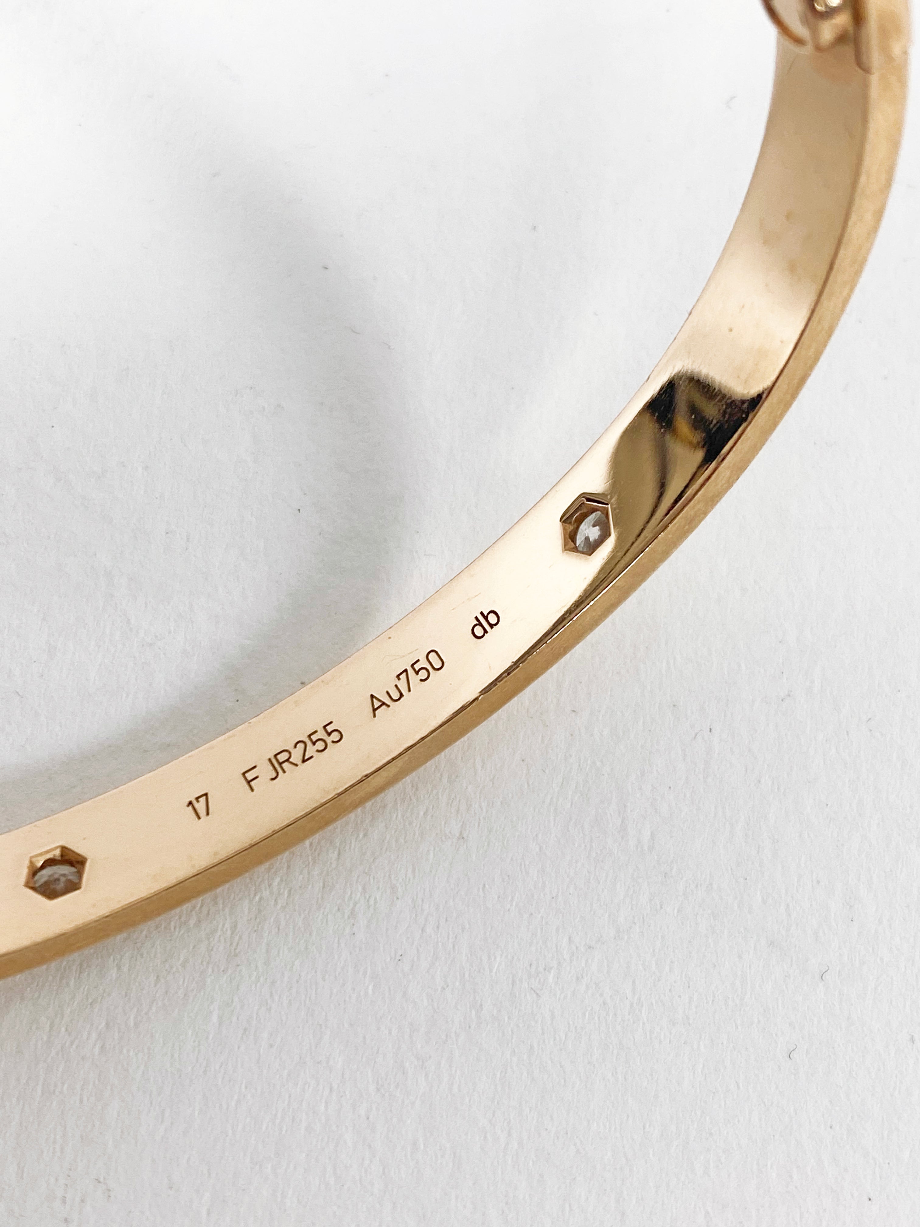 Cartier 18k Rose Gold Love Bracelet with 4 Diamonds - Size 17 - Luxury Jewelry Gift for Women, Anniversary & Valentine's Day