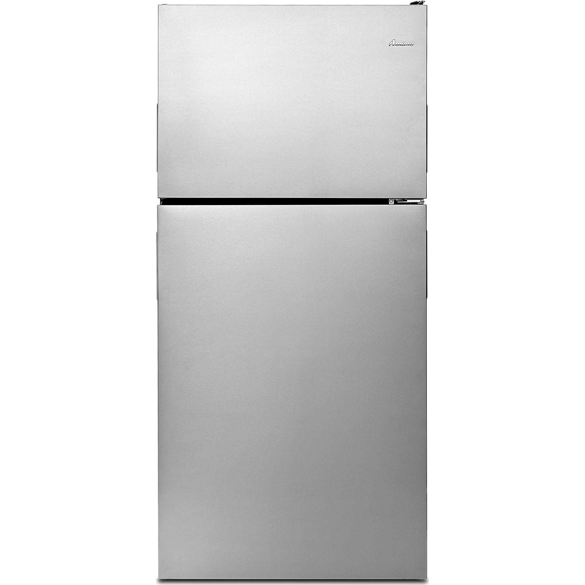 Amana 18 Cu. Ft. Top Freezer Refrigerator (ART318FFDS) - Stainless Steel, Energy Star Certified for Efficient Cooling - Perfect for Kitchens, Apartments, and Small Spaces