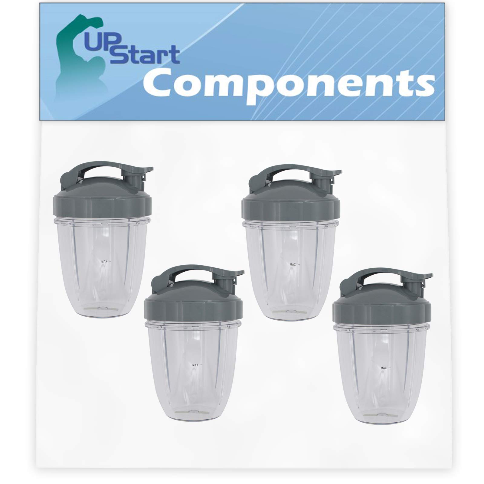 4 Pack Replacement Lids for NutriBullet 600W & Pro 900W Blenders - 18 oz Flip Top Travel Cups - Perfect for Smoothies, Protein Shakes & On-the-Go Drinks
