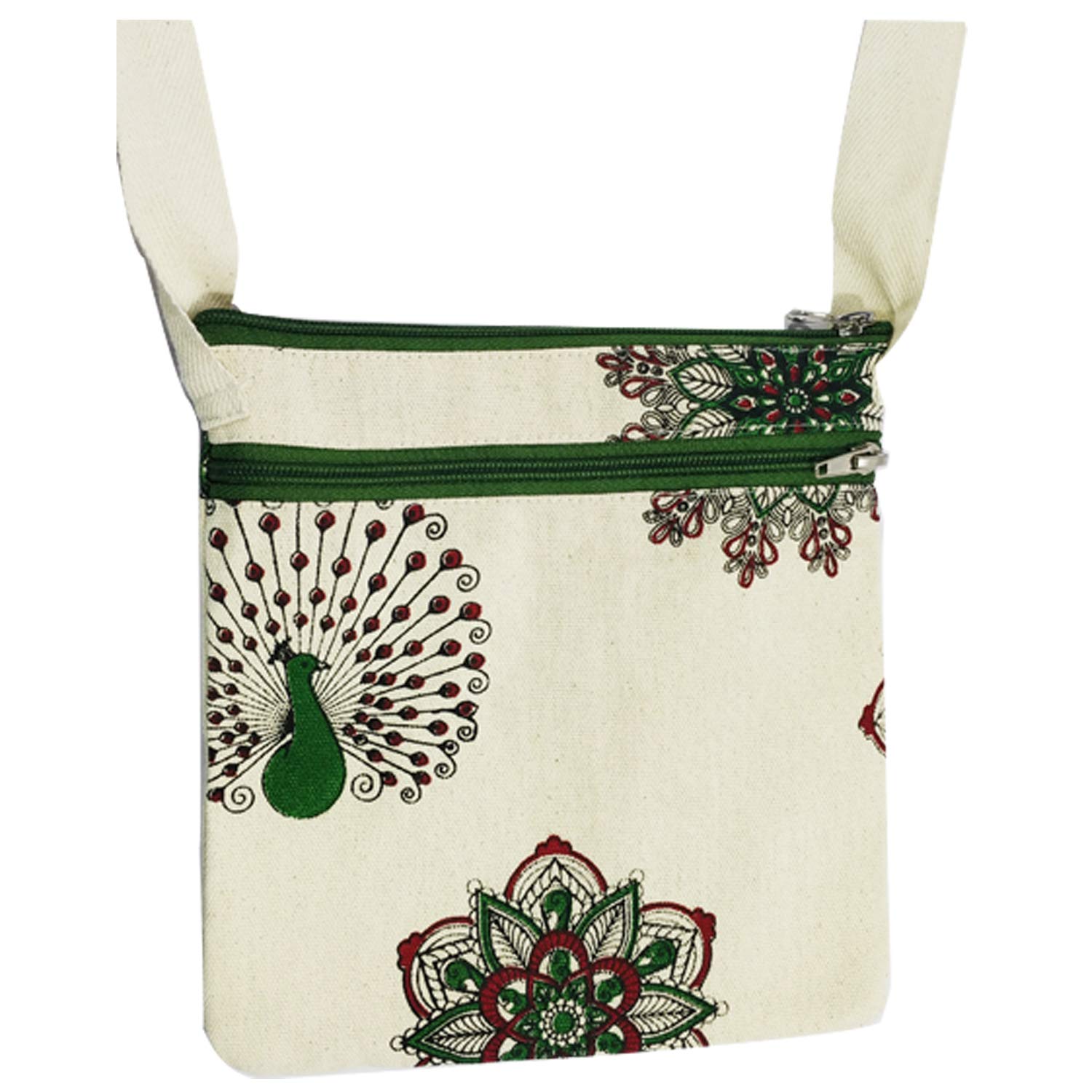 Greencraft Women's Cotton Crossbody Sling Bag - 8x8 Inch Small Shoulder Purse for Travel, Shopping & Daily Use