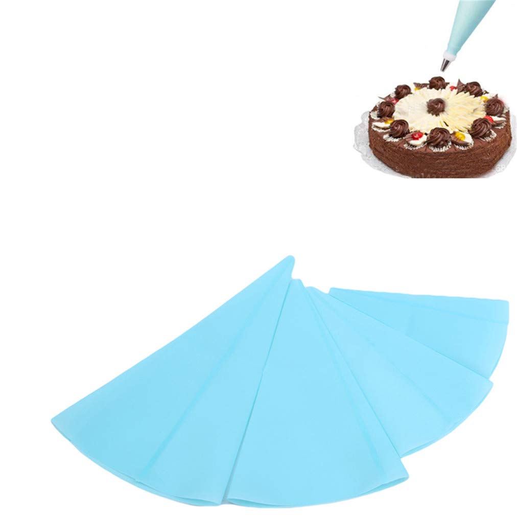 Sevenfly Reusable Silicone Pastry Bags Set of 4 Sizes - Icing Piping Bags for Baking, Cake Decorating, Cookies & Cupcakes - Durable Blue Baking Tools for Home Bakers & Professional Chefs