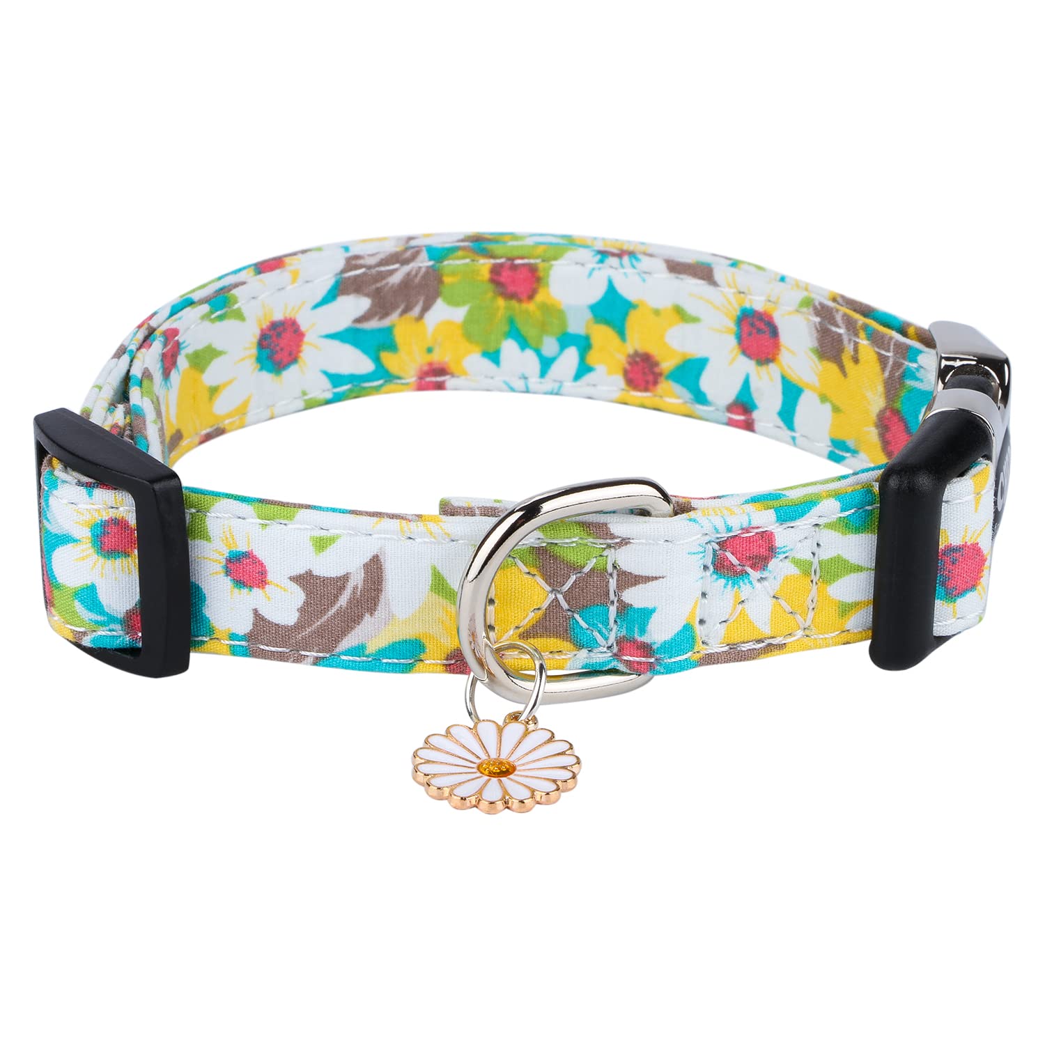 **Soft Adjustable Cotton Dog Collar with Quick-Release Buckle & Floral Design - Comfortable Collar for Small, Medium & Large Dogs - Perfect for Daily Walks, Training & Outdoor Adventures**