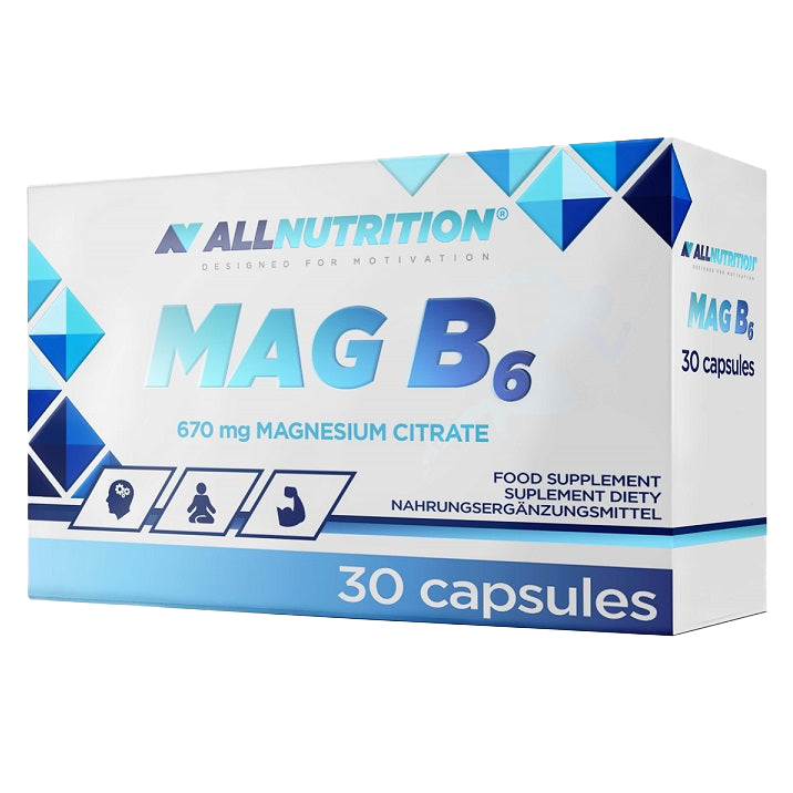 Allnutrition MAG B6 Supplement - 670mg Magnesium with Vitamin B6 - 30 Capsules for Stress Relief, Muscle Recovery & Better Sleep
